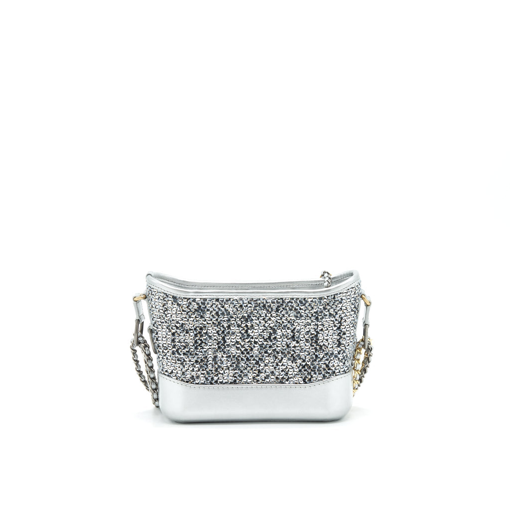 CHANEL SEASONAL TWEED SMALL GABRIELLE HOBO BAG GREY MULTICOLOUR HARDWARE
