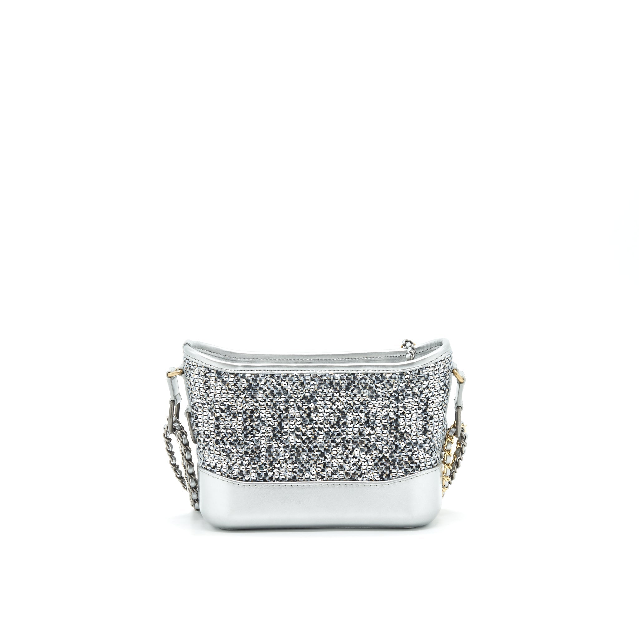 CHANEL SEASONAL TWEED SMALL GABRIELLE HOBO BAG GREY MULTICOLOUR HARDWARE