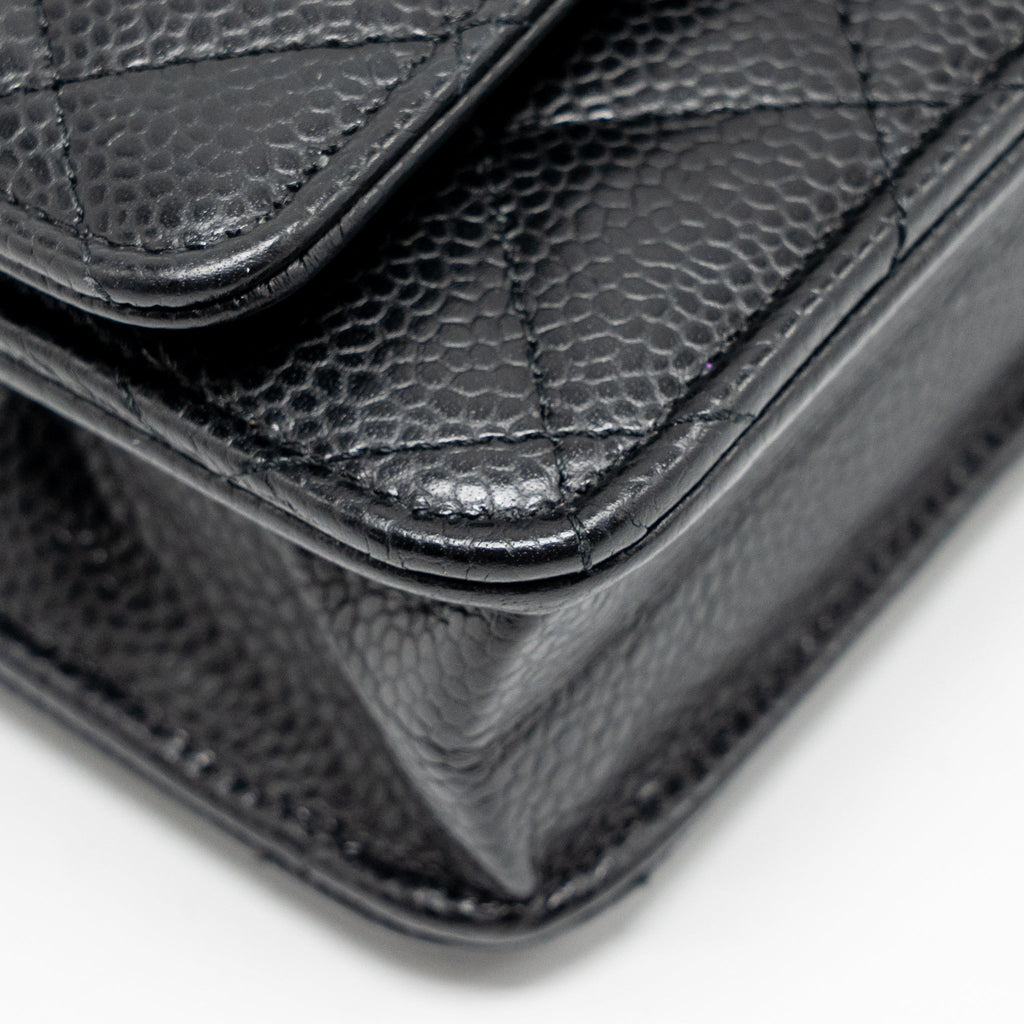 CHANEL CLASSIC WALLET ON CHAIN CAVIAR BLACK GHW (MICROCHIP)