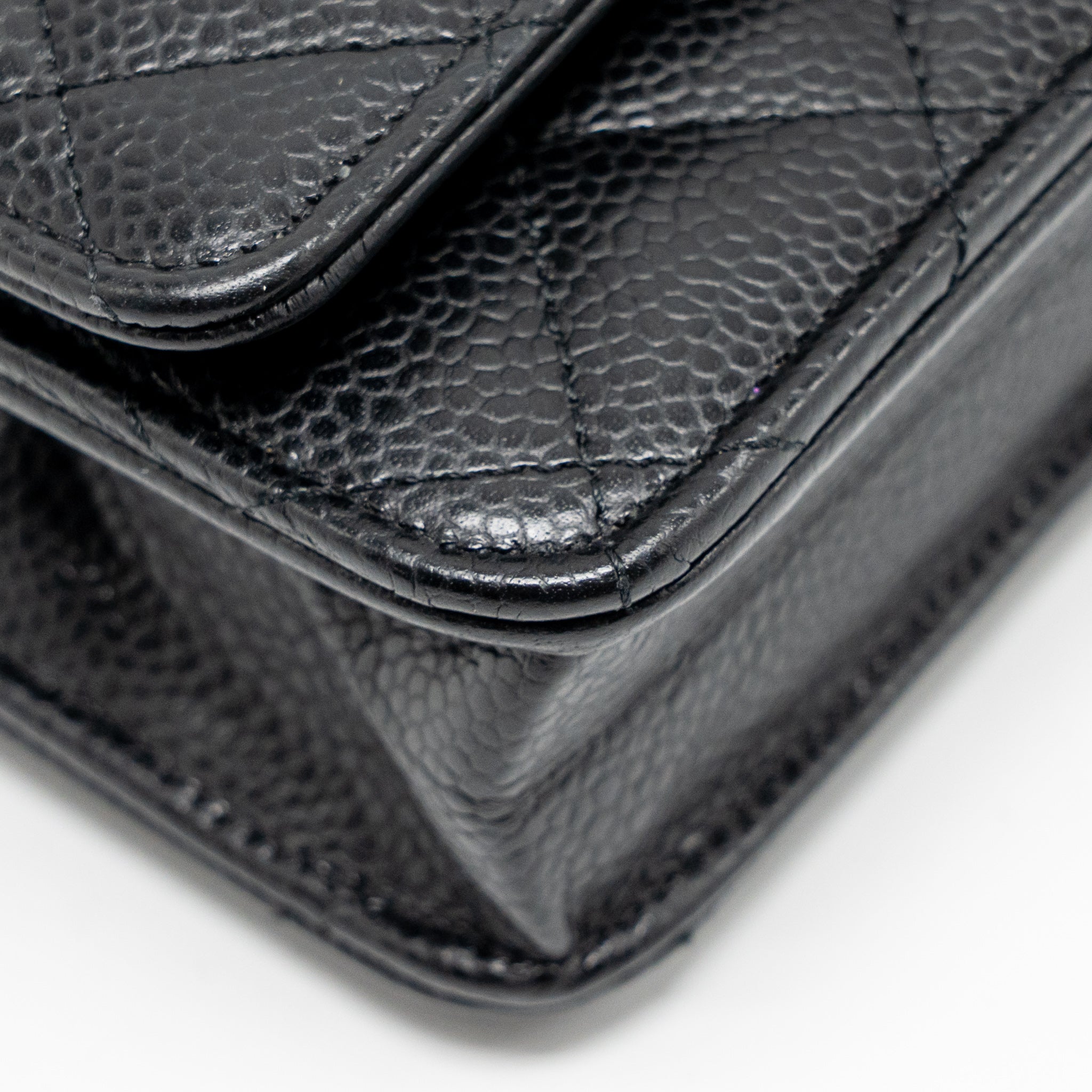 CHANEL CLASSIC WALLET ON CHAIN CAVIAR BLACK GHW (MICROCHIP)