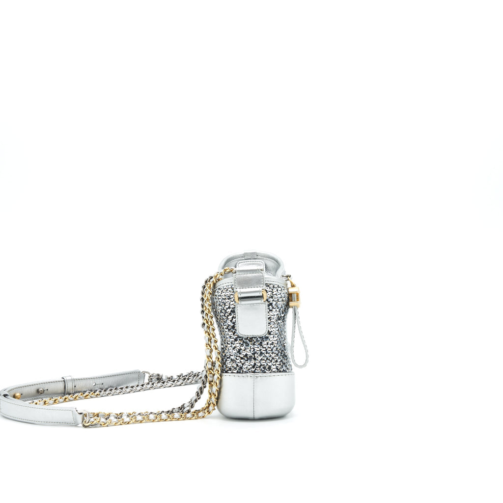 CHANEL SEASONAL TWEED SMALL GABRIELLE HOBO BAG GREY MULTICOLOUR HARDWARE