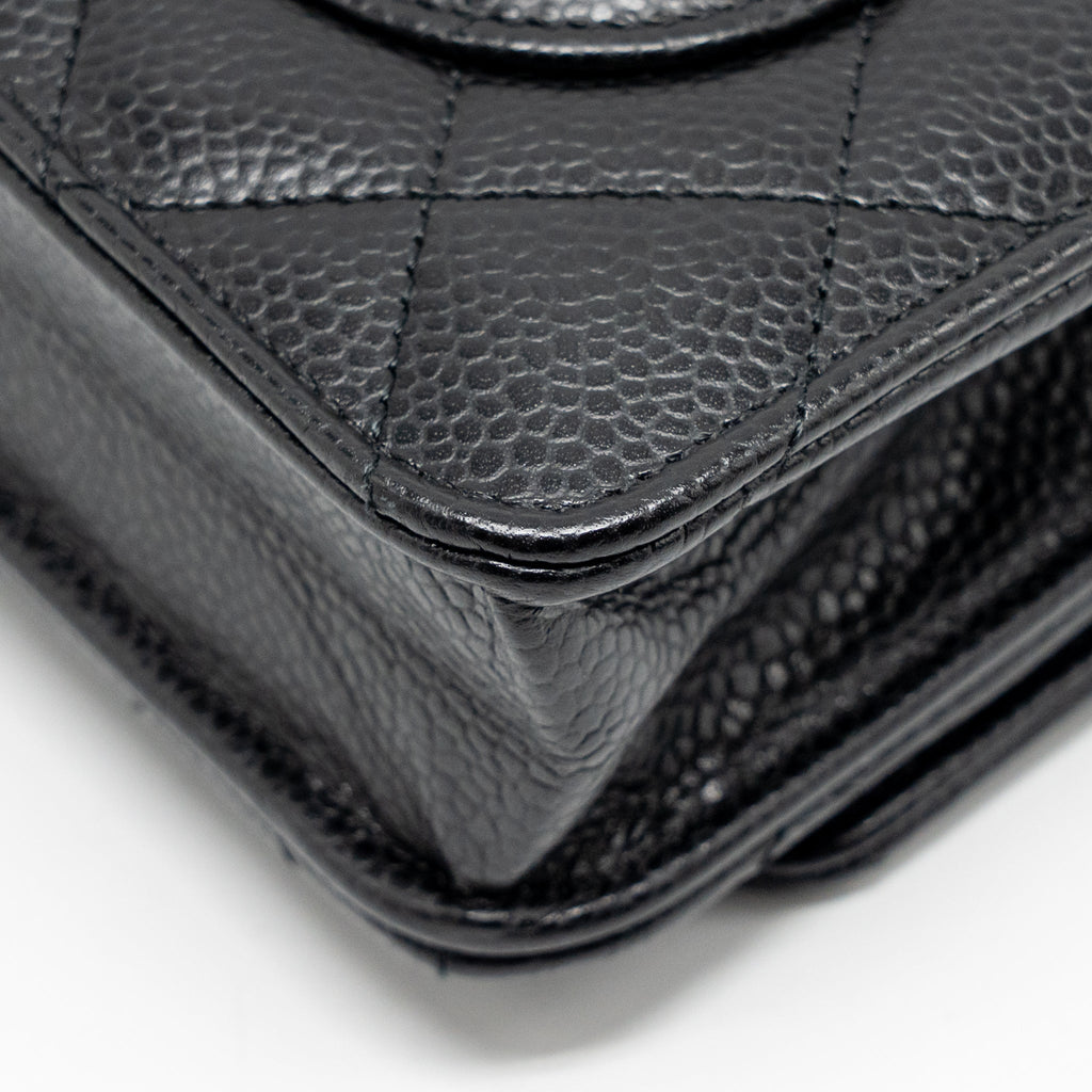 CHANEL CLASSIC WALLET ON CHAIN CAVIAR BLACK GHW (MICROCHIP)
