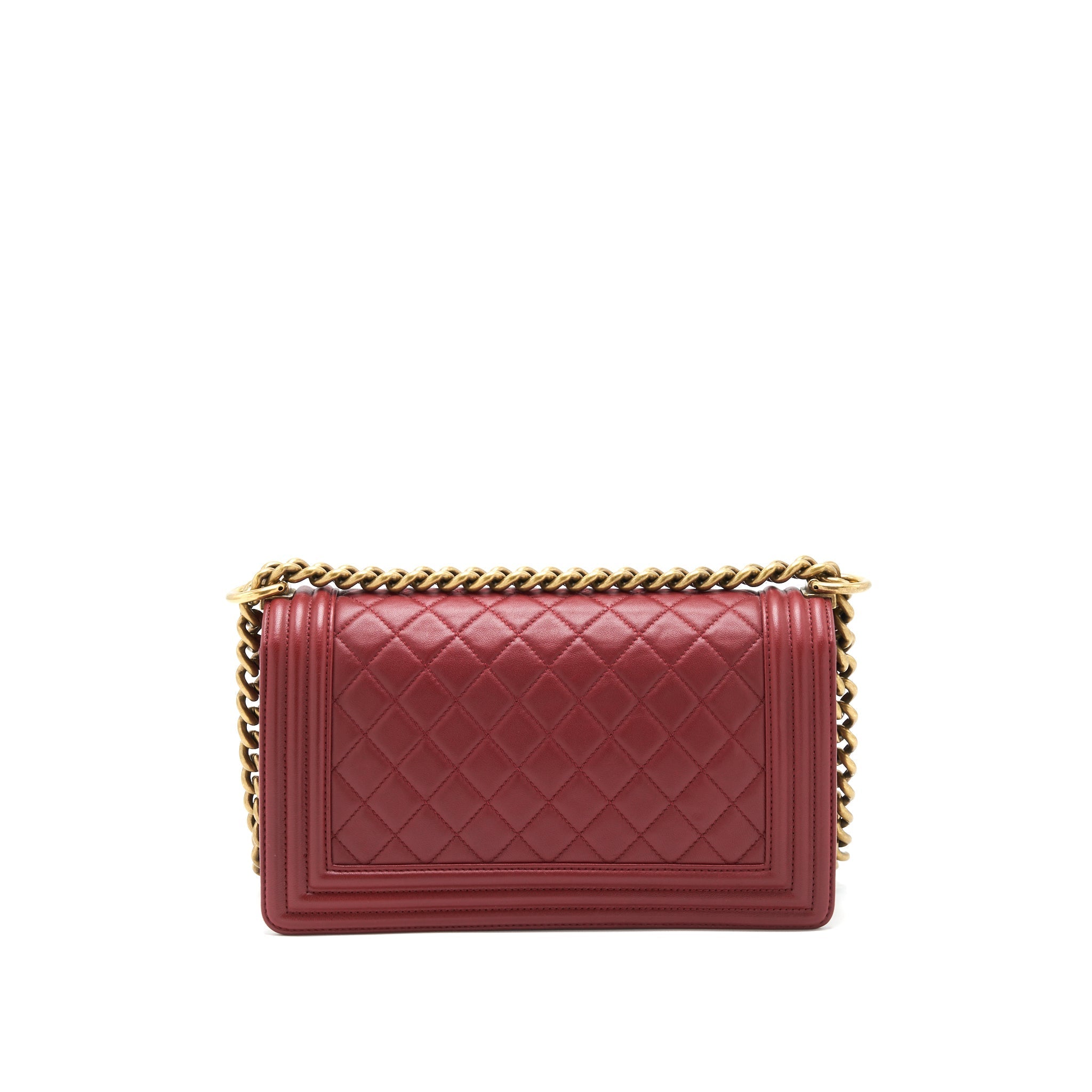 CHANEL MEDIUM BOY BAG LAMBSKIN BURGUNDY GHW