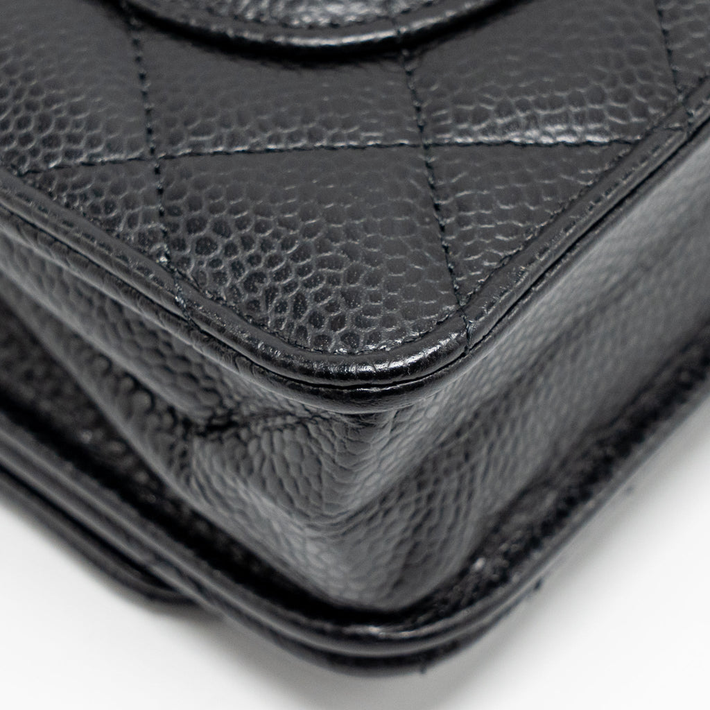 CHANEL CLASSIC WALLET ON CHAIN CAVIAR BLACK GHW (MICROCHIP)