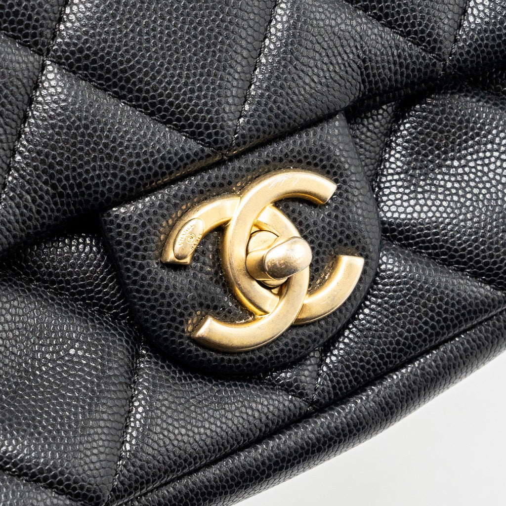 CHANEL MINI TWIST YOUR BUTTON FLAP BAG CAVIAR BLACK GHW (MICROCHIP)