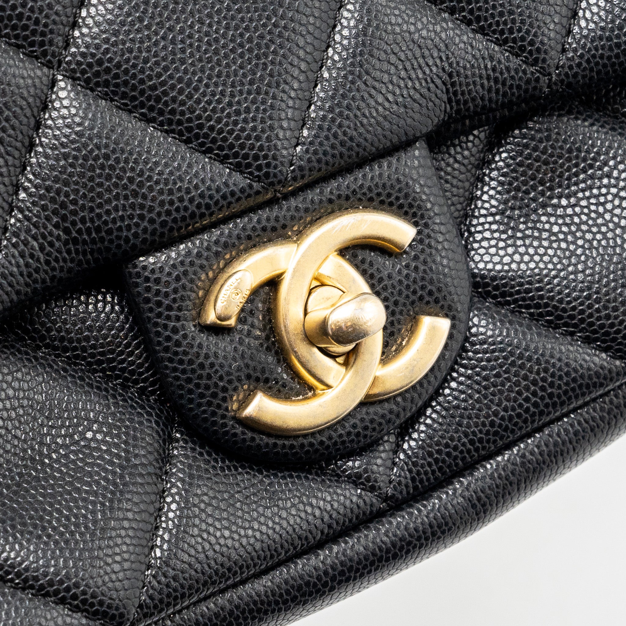 CHANEL MINI TWIST YOUR BUTTON FLAP BAG CAVIAR BLACK GHW (MICROCHIP)