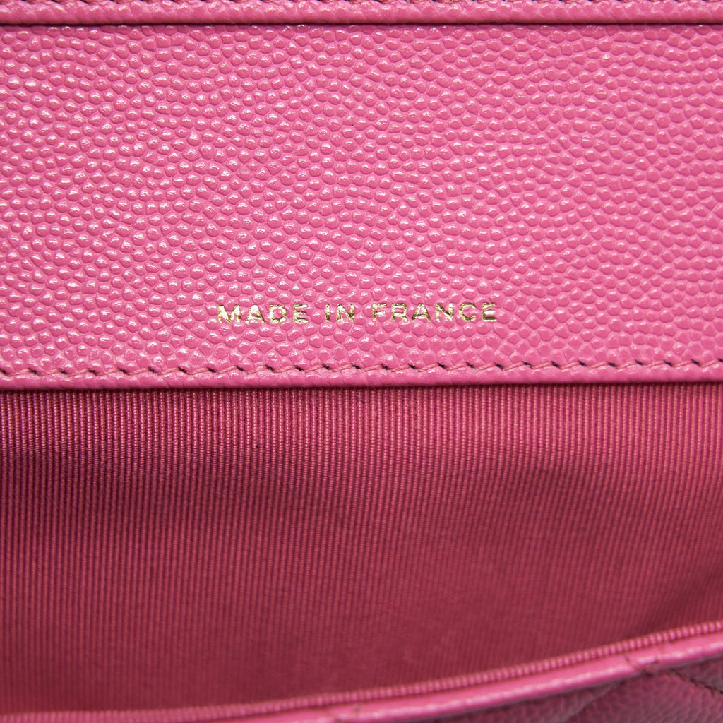 CHANEL GLASSES CASE FLAP BAG WITH CHAIN CAVIAR PINK LGHW
