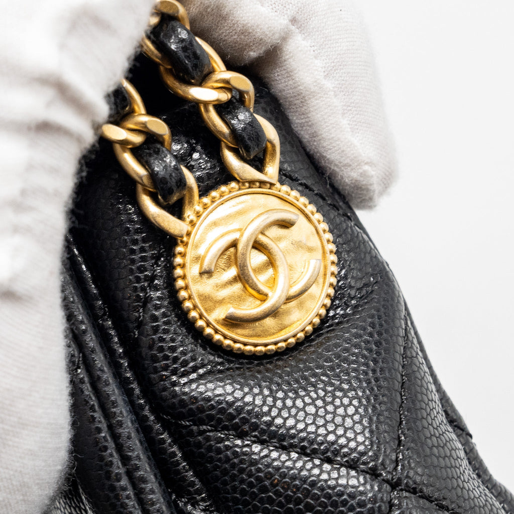 CHANEL MINI TWIST YOUR BUTTON FLAP BAG CAVIAR BLACK GHW (MICROCHIP)