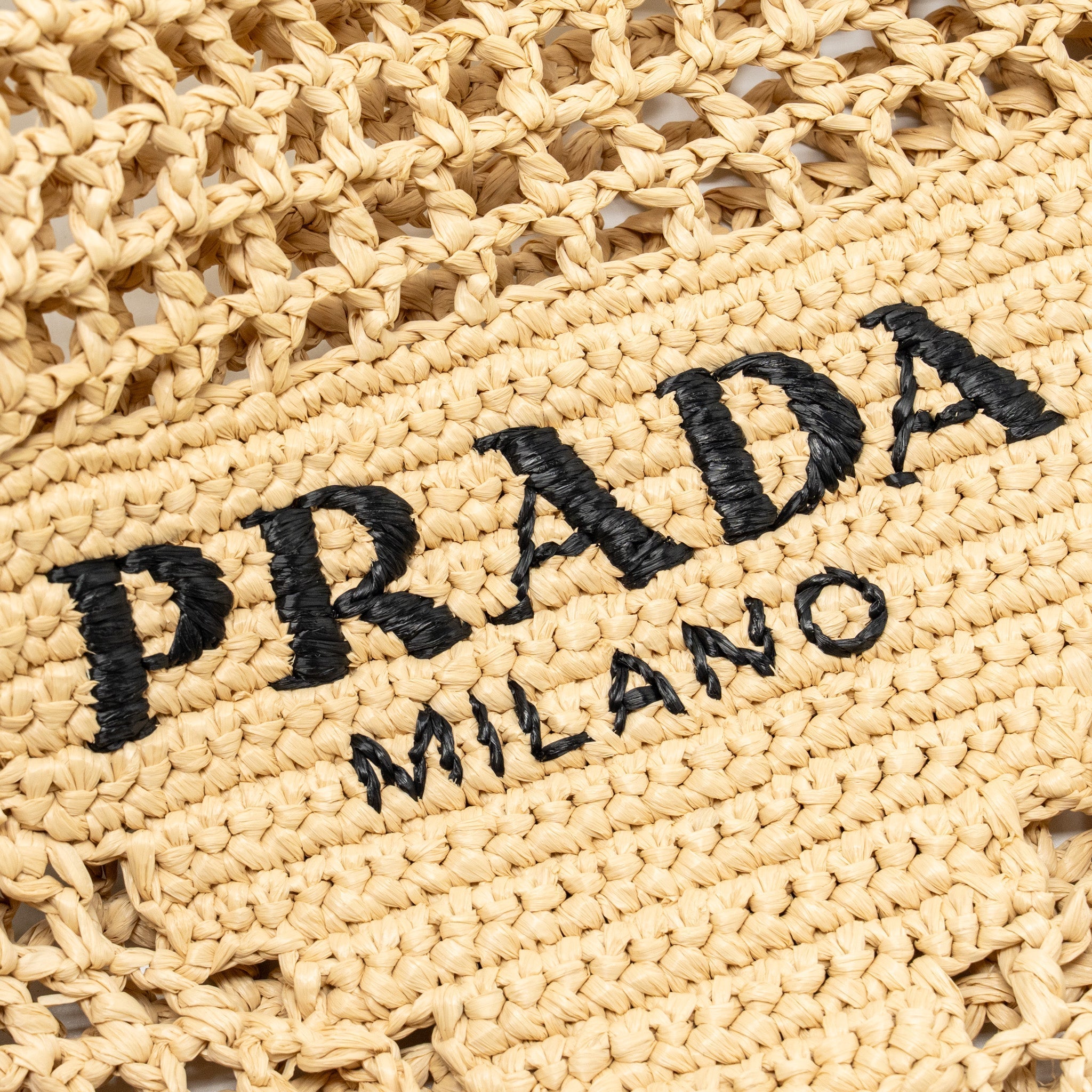 PRADA CROCHET TOTE BAG RAFFIA NATURAL