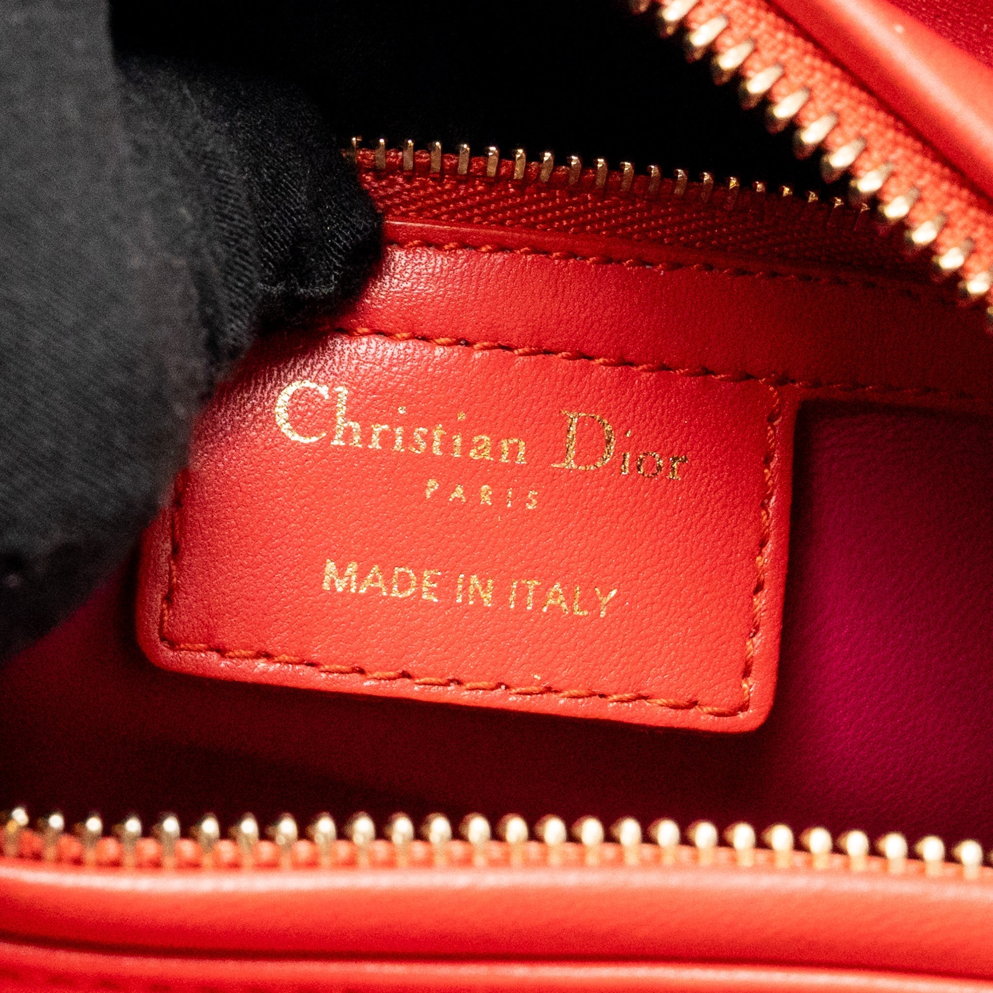 DIOR MEDIUM LADY DIOR LAMBSKIN DARK PINK/PURPLE LGHW