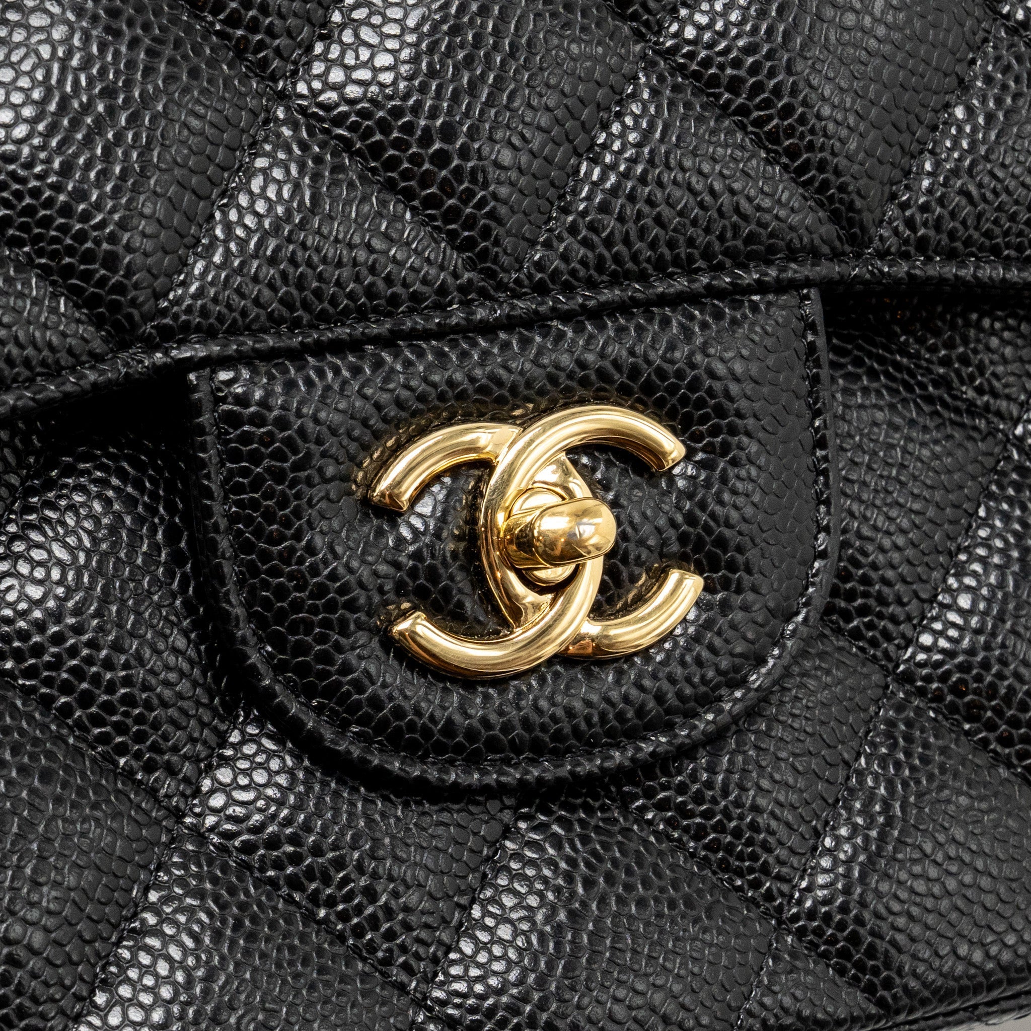 CHANEL JUMBO CLASSIC DOUBLE FLAP BAG CAVIAR BLACK GHW (MICROCHIP)