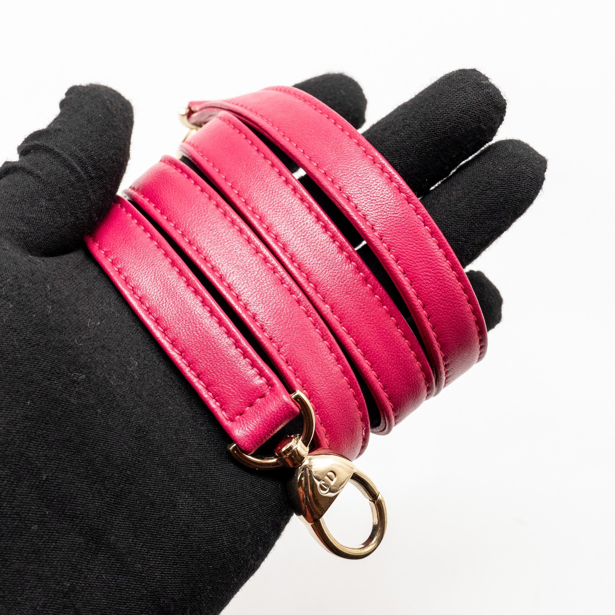 DIOR MEDIUM LADY DIOR LAMBSKIN DARK PINK/PURPLE LGHW