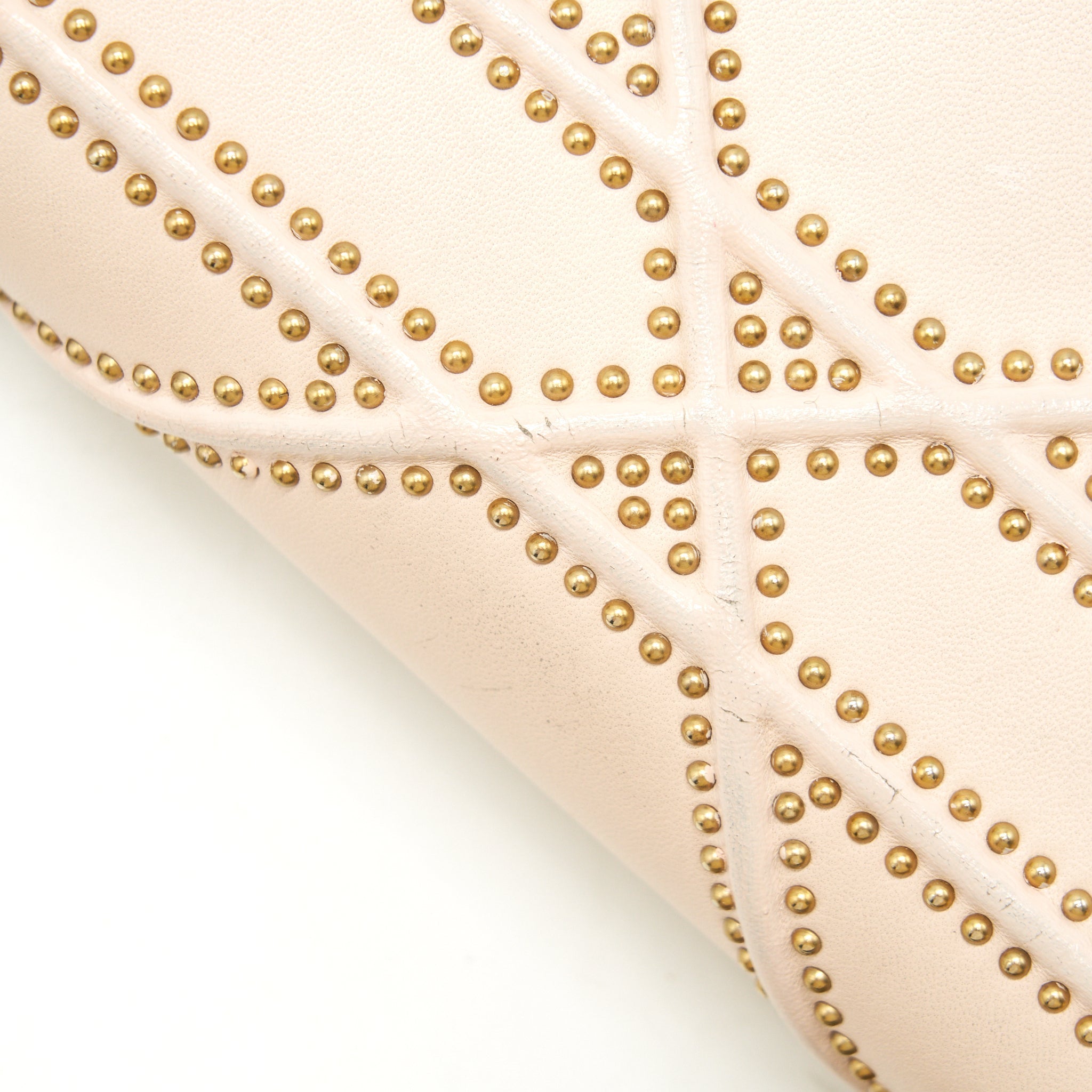 DIOR SMALL STUDDED DIORAMA BEIGE WITH GHW