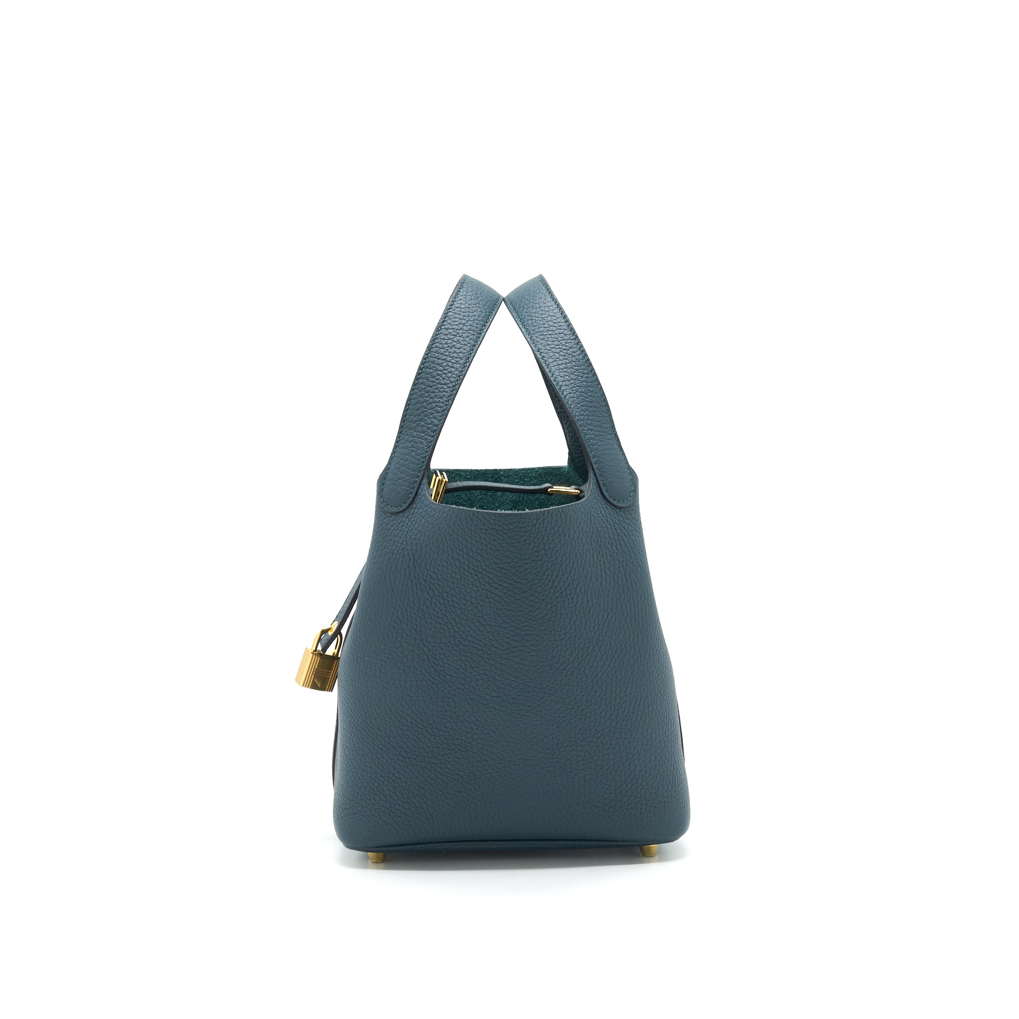 HERMES PICOTIN 18 LOCK BAG VERT CYPRES GHW