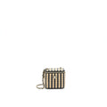CHANEL SMALL VANITY WITH CHAIN RAFFIA BLACK BEIGE STRIPE