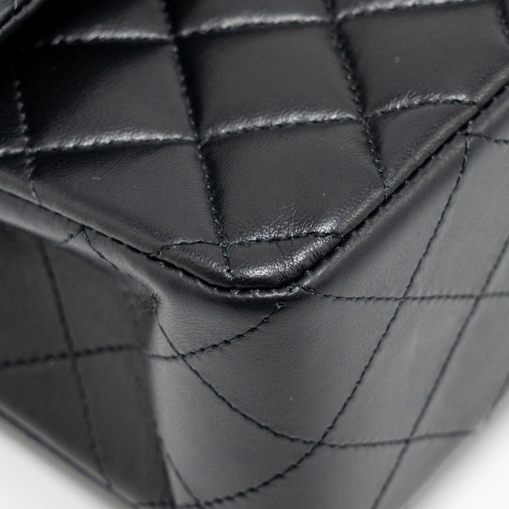 CHANEL SMALL CLASSIC DOUBLE FLAP BAG LAMBSKIN BLACK GHW