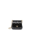 CHANEL 22K MINI CLUTCH WITH CHAIN PATENT BLACK GHW (MICROCHIP)