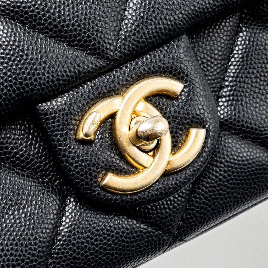CHANEL TWIST YOUR BUTTON QUILTED FLAP BAG CAVIAR BLACK GHW (MICROCHIP)