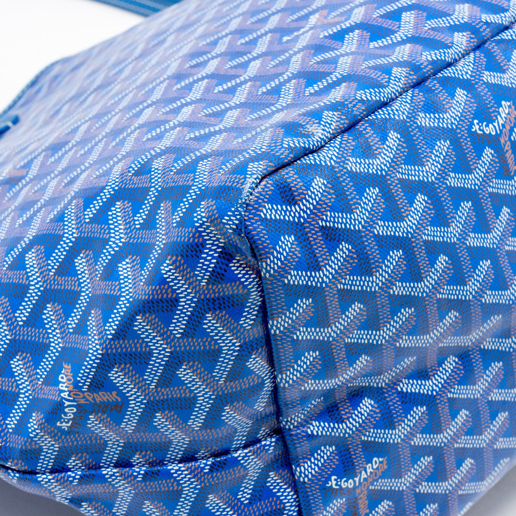 GOYARD SAINT LOUIS GM TOTE BAG GOYARDINE CANVAS/CALFSKIN LEATHER BLUE SHW