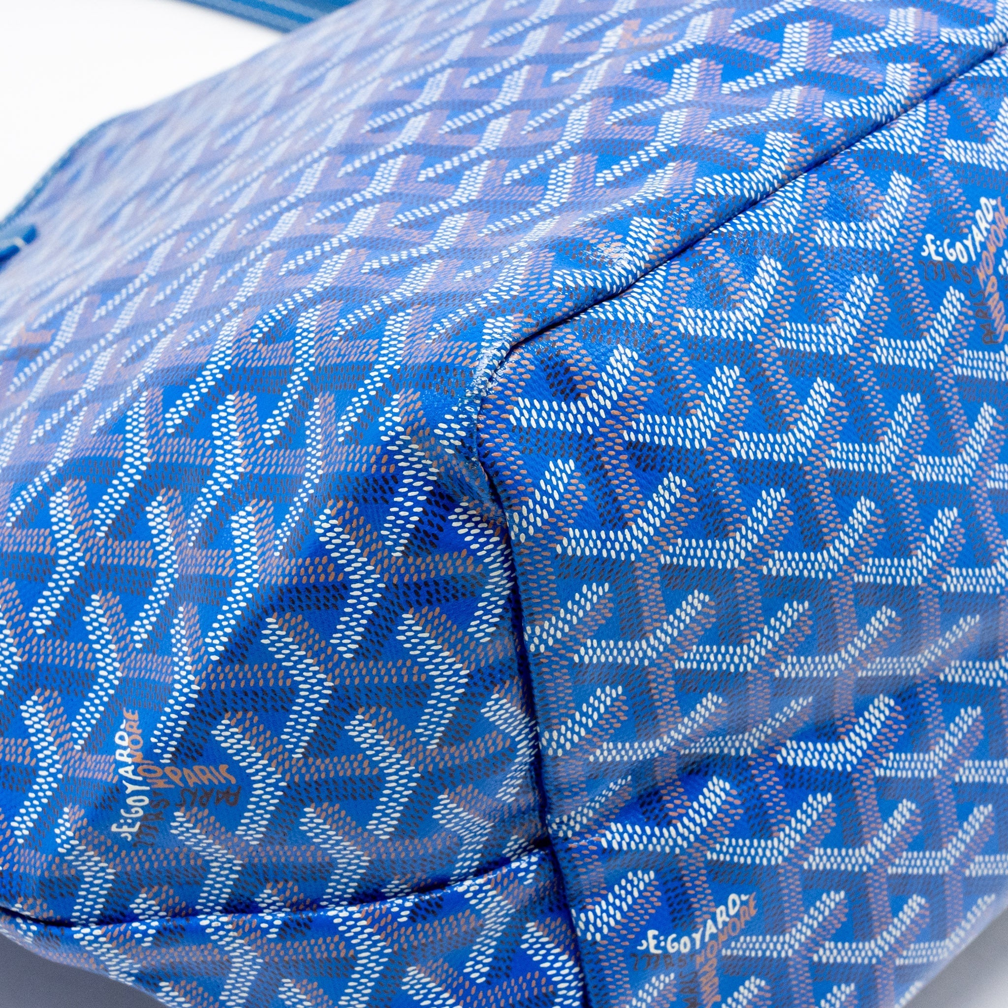 GOYARD SAINT LOUIS GM TOTE BAG GOYARDINE CANVAS/CALFSKIN LEATHER BLUE SHW