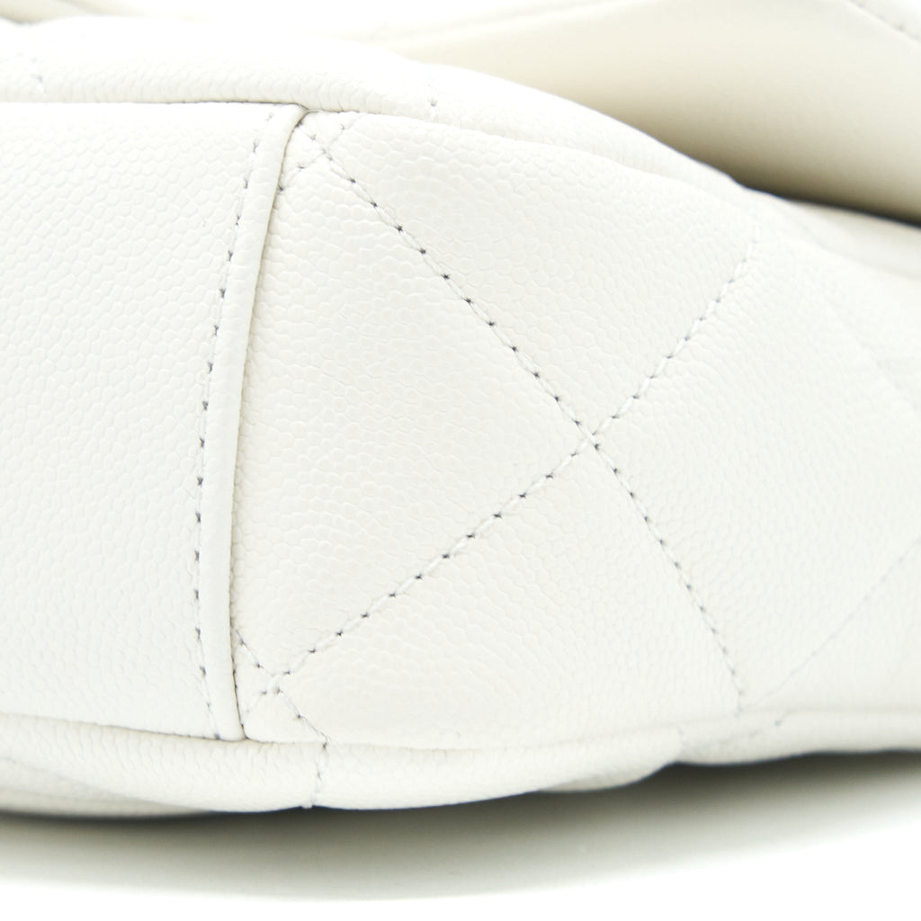 CHANEL 22A SMALL FLAP BAG CAVIAR WHITE BRUSHED GHW (MICROCHIP)