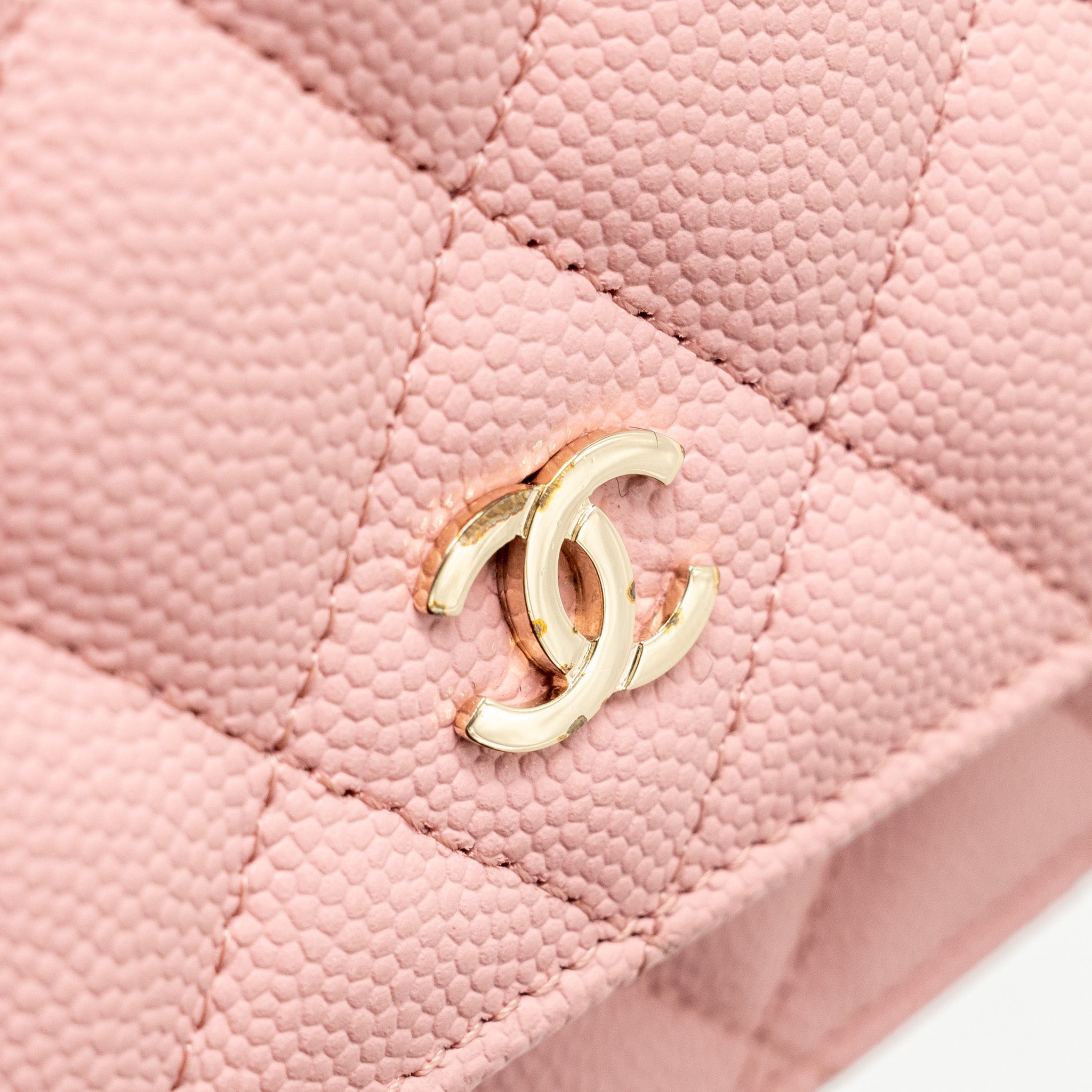 CHANEL CLASSIC WALLET ON CHAIN CAVIAR PINK LGHW (MICROCHIP)