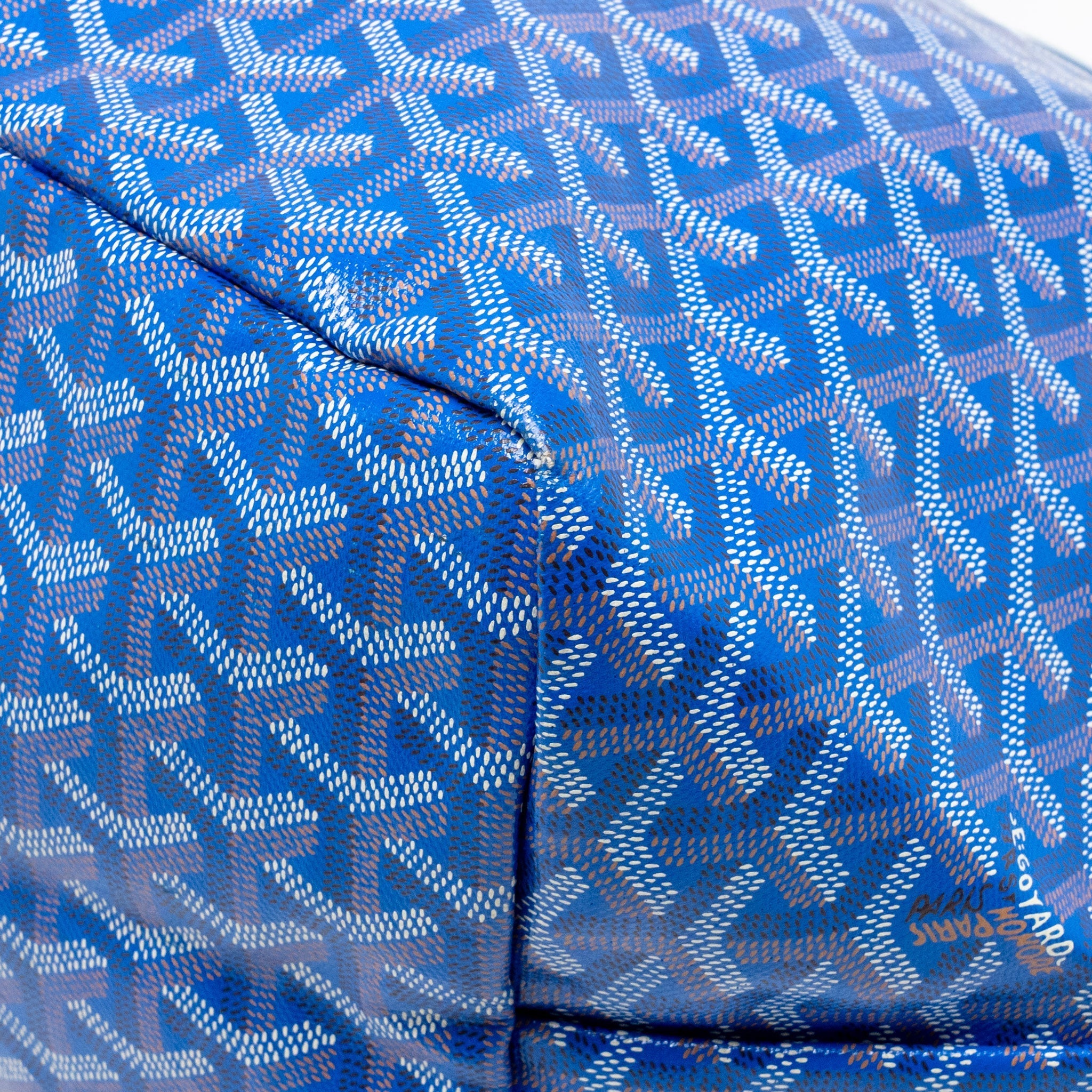 GOYARD SAINT LOUIS GM TOTE BAG GOYARDINE CANVAS/CALFSKIN LEATHER BLUE SHW