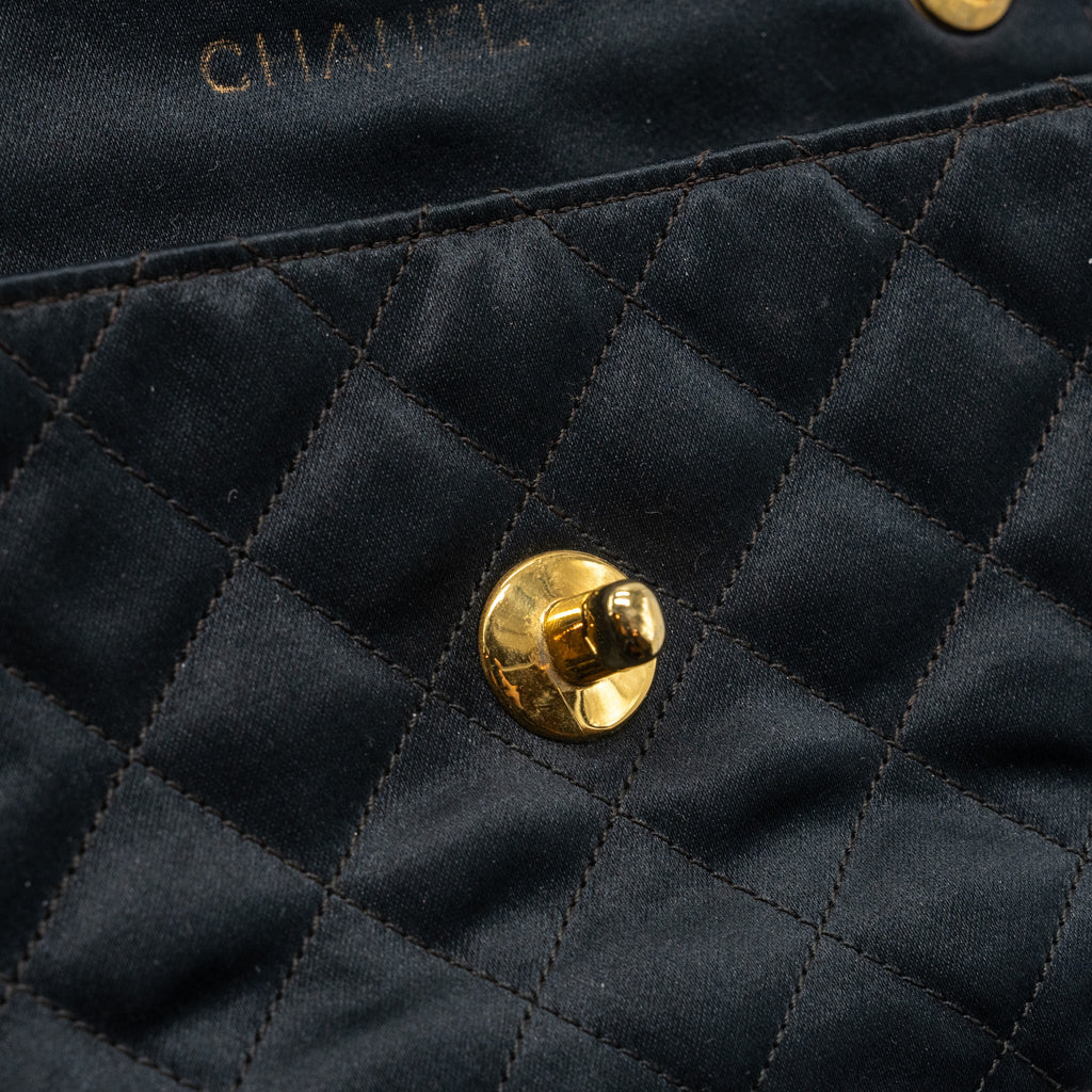 CHANEL VINTAGE FLAP BAG SATIN BLACK GHW