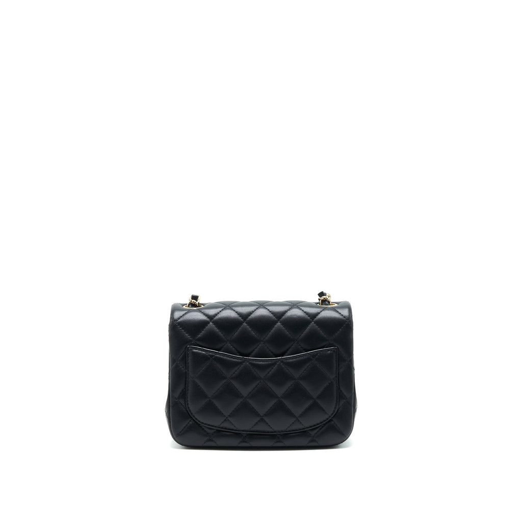 CHANEL MINI SQUARE FLAP BAG BLACK LAMBSKIN LGHW