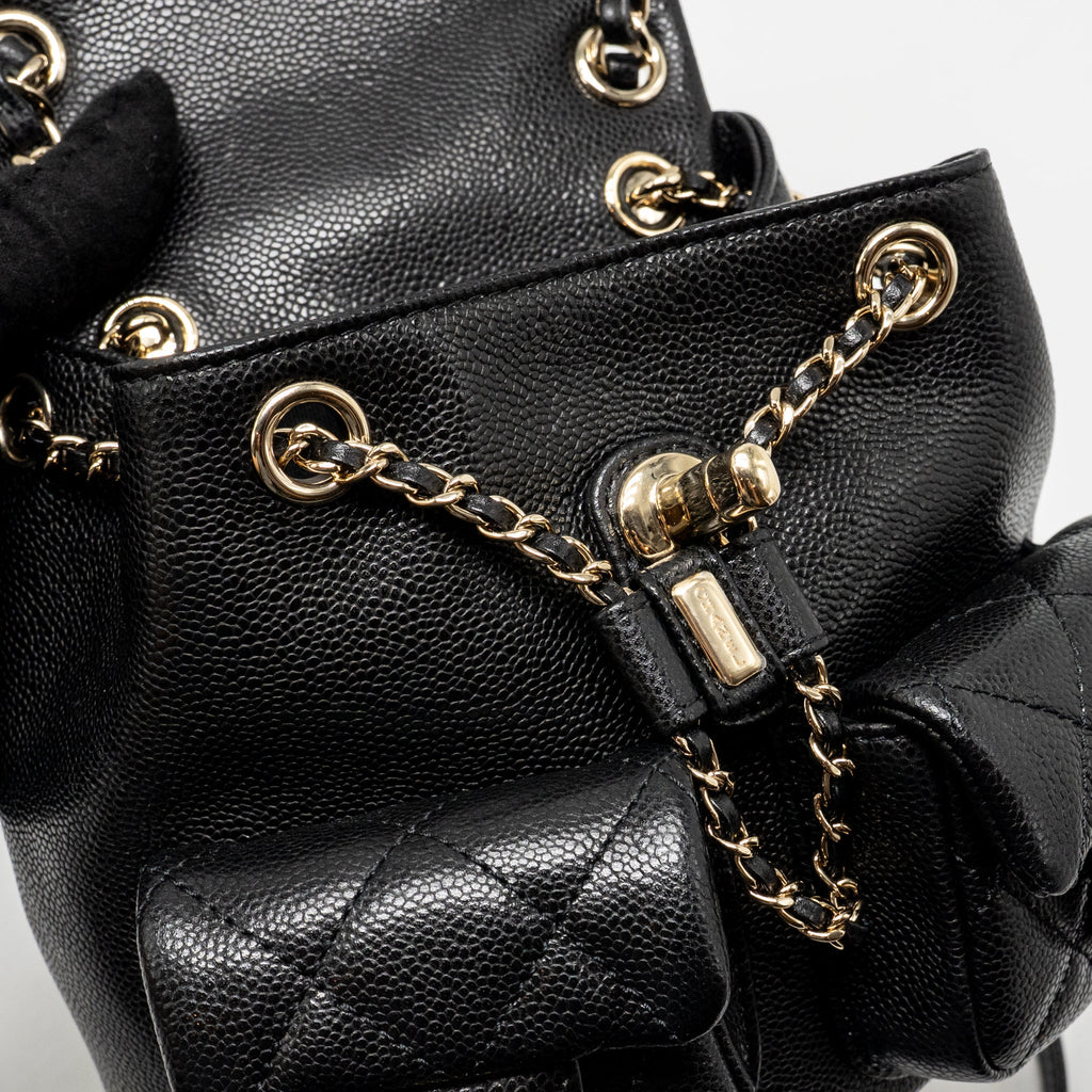 CHANEL 23P MINI TRIPLE PACK BACKPACK CAVIAR BLACK LGHW (MICROCHIP)