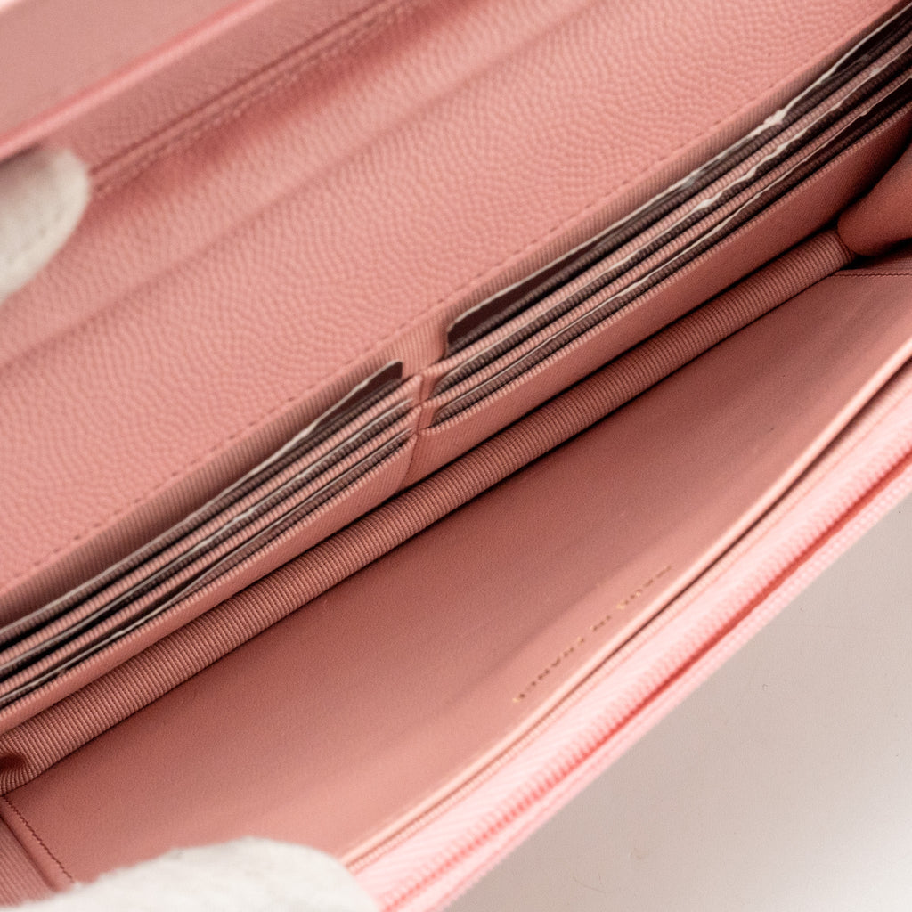 CHANEL CLASSIC WALLET ON CHAIN CAVIAR PINK LGHW (MICROCHIP)