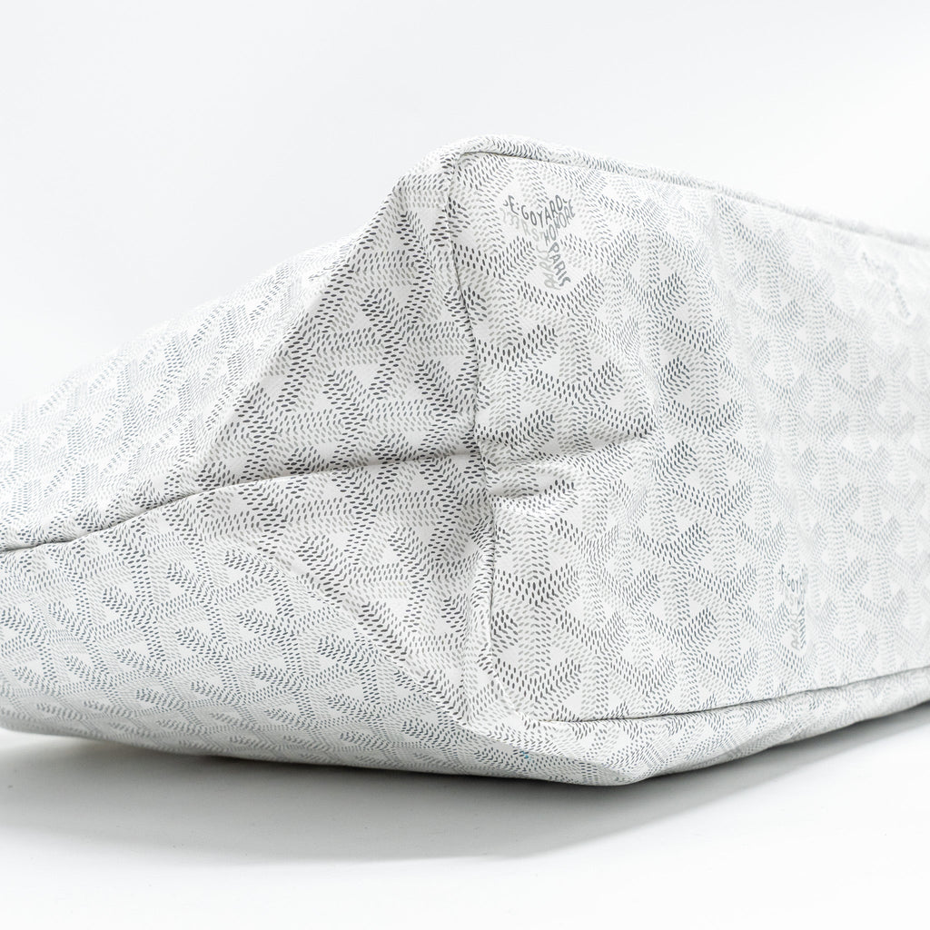 GOYARD SAINT LOUIS PM TOTE BAG LIMITED EDITION GOYARDLINE CANVAS WHITE/LIGHT BLUE SHW