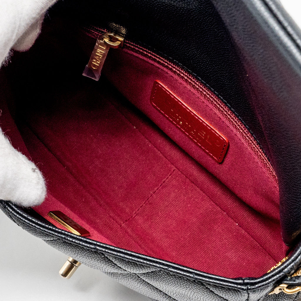 CHANEL TWIST YOUR BUTTON QUILTED FLAP BAG CAVIAR BLACK GHW (MICROCHIP)