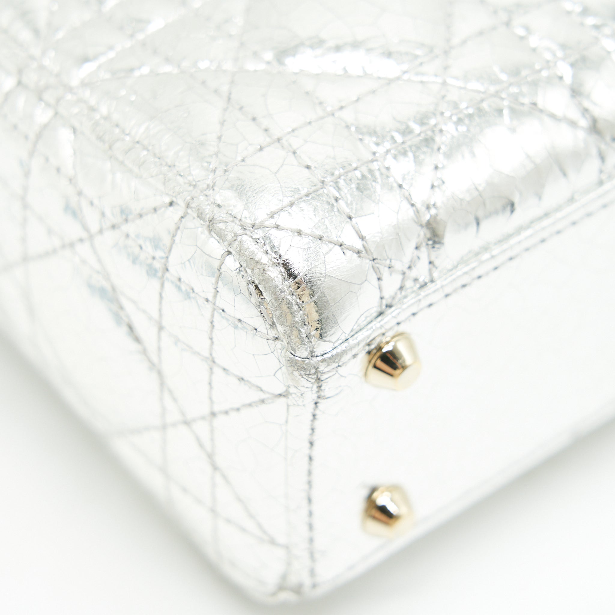 CHRISTIAN DIOR MINI LADY DIOR METALLIC SILVER