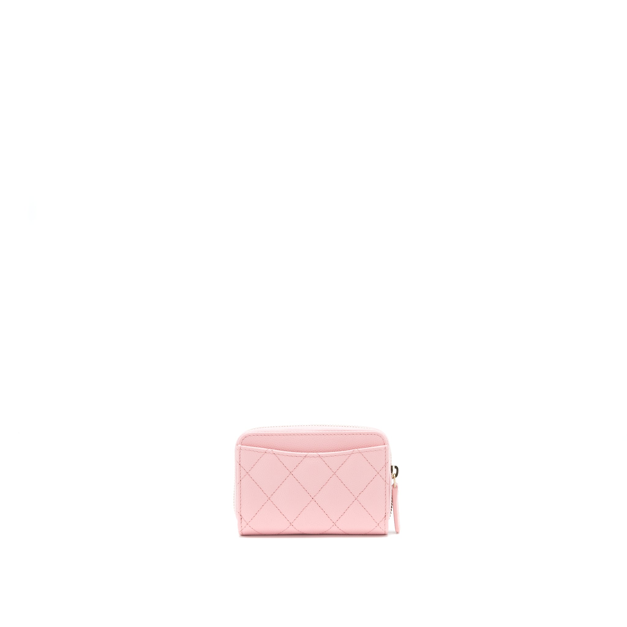 CHANEL 22C ZIP CARDHOLDER PINK CAVIAR LGHW