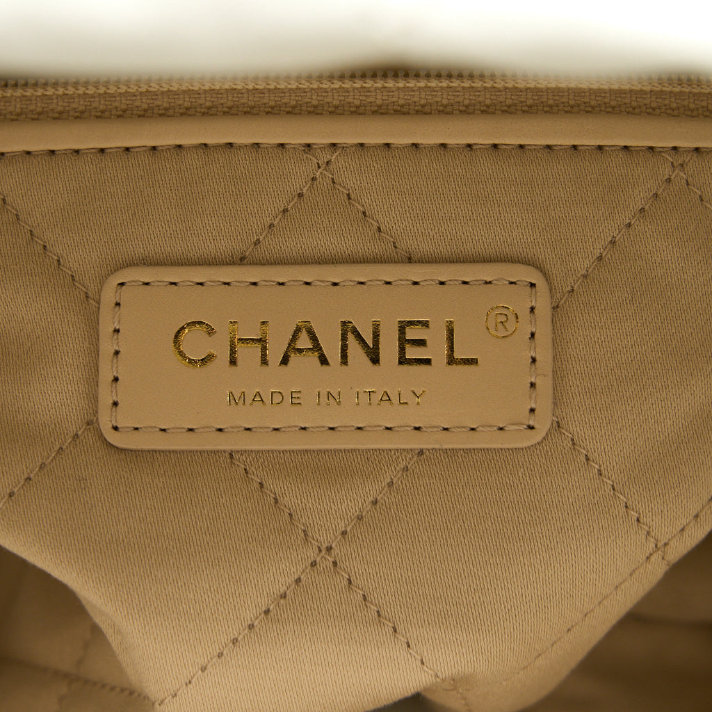 CHANEL LARGE 22 BAG CALFSKIN WHITE BRUSHED GHW (MICROCHIP)