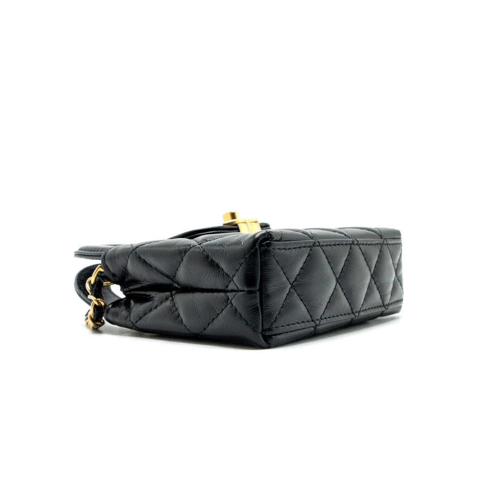 CHANEL 23K NANO SHOPPING TOTE CALFSKIN BLACK GHW(MICROCHIP)