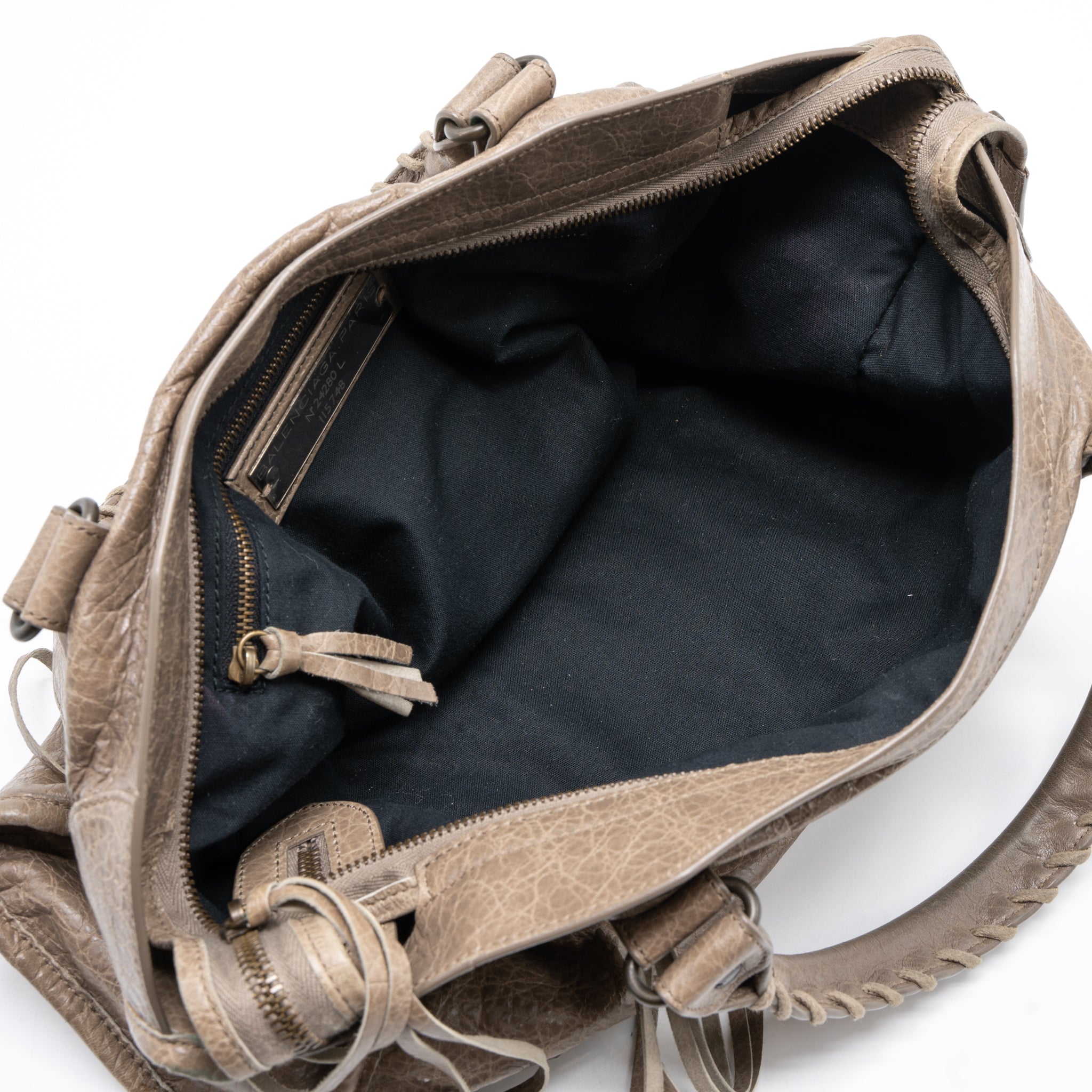 BALENCIAGA CLASSIC CITY BAG LIGHT BROWN RUTHENIUM HARDWARE
