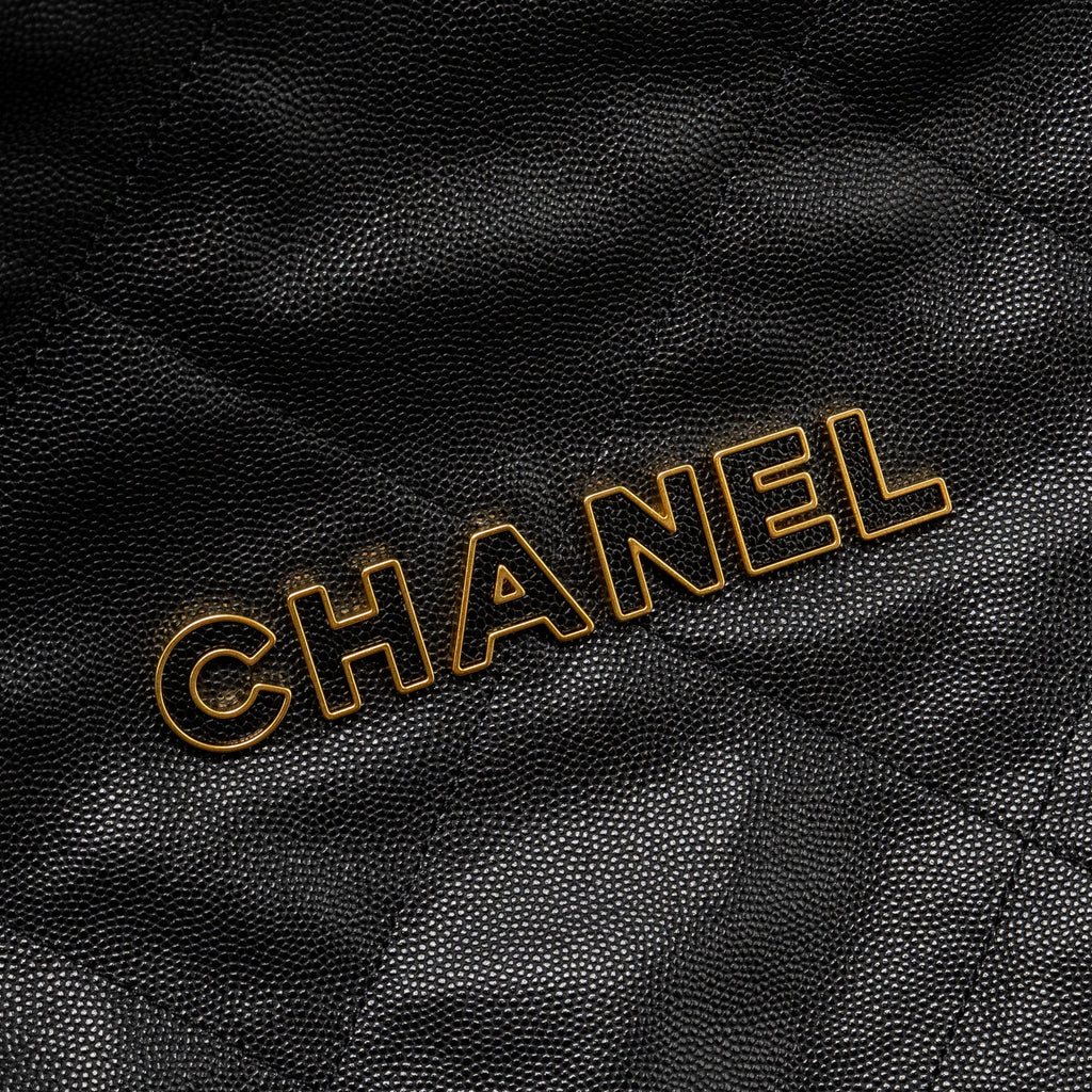 CHANEL MEDIUM 22 BAG CAVIAR BLACK GHW (MICROCHIP)
