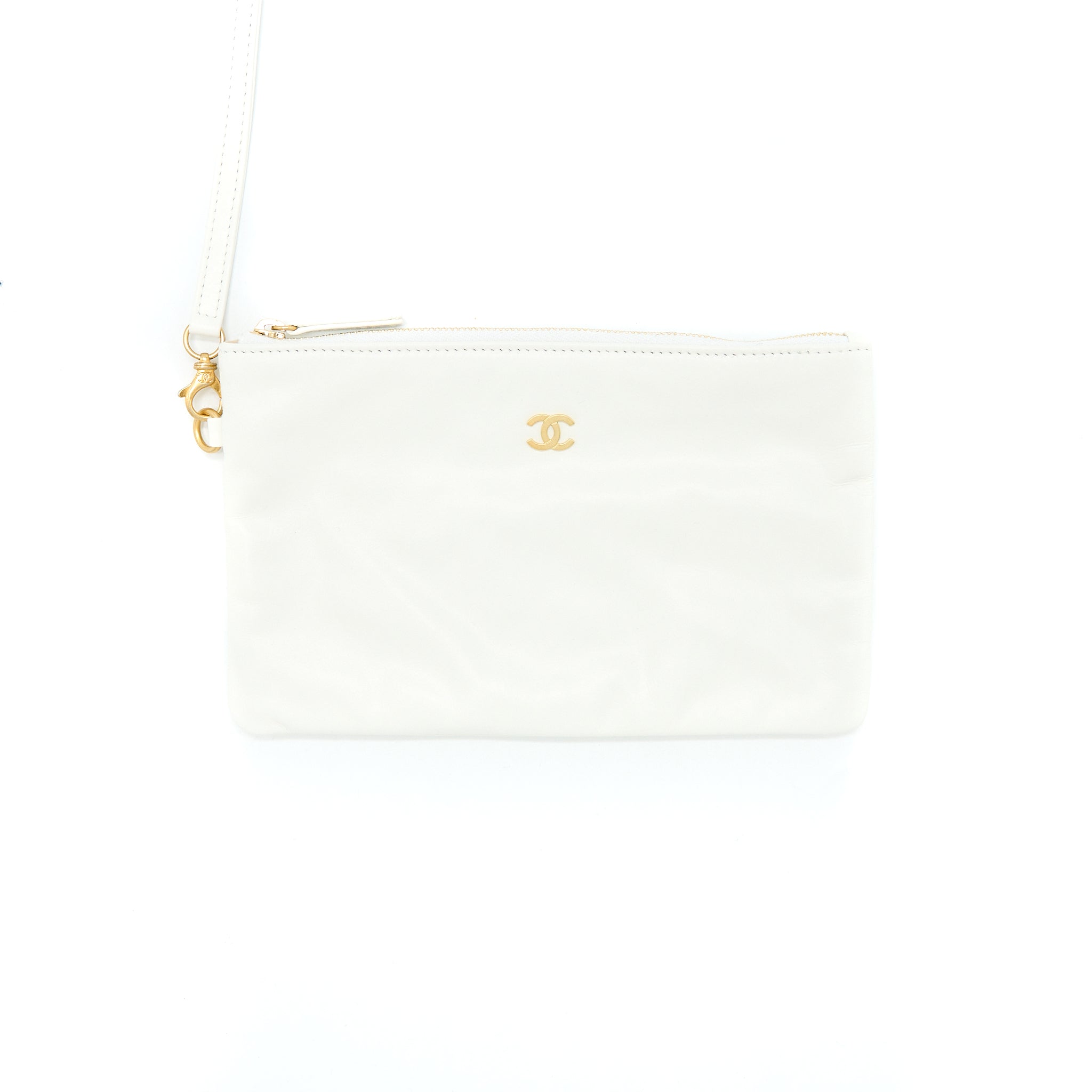 CHANEL LARGE 22 BAG CALFSKIN WHITE BRUSHED GHW (MICROCHIP)