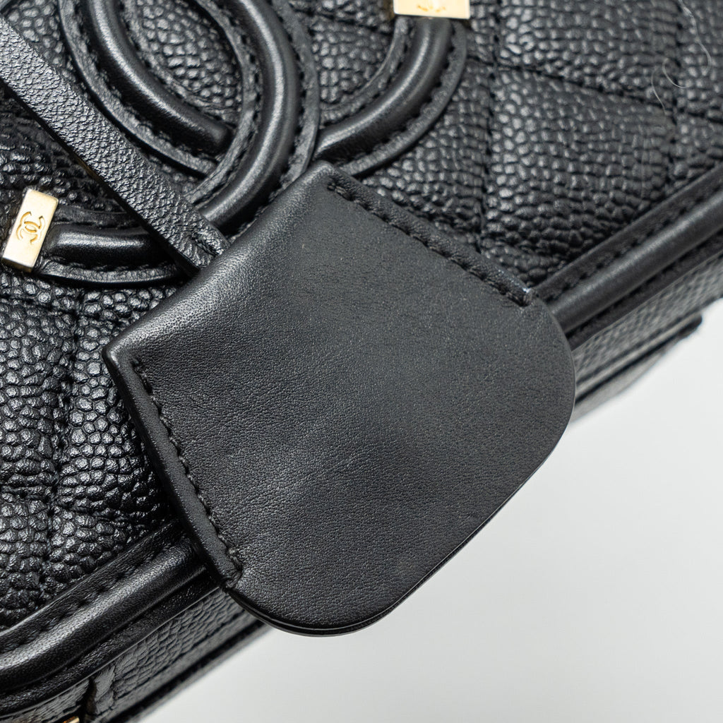 CHANEL MINI FILIGREE VANITY CASE CAVIAR BLACK GHW