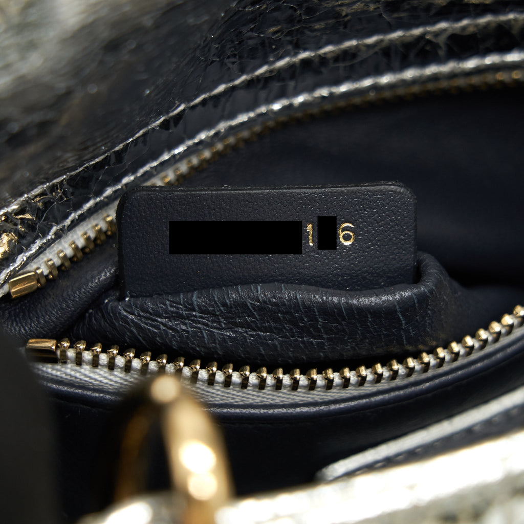 CHRISTIAN DIOR MINI LADY DIOR METALLIC SILVER