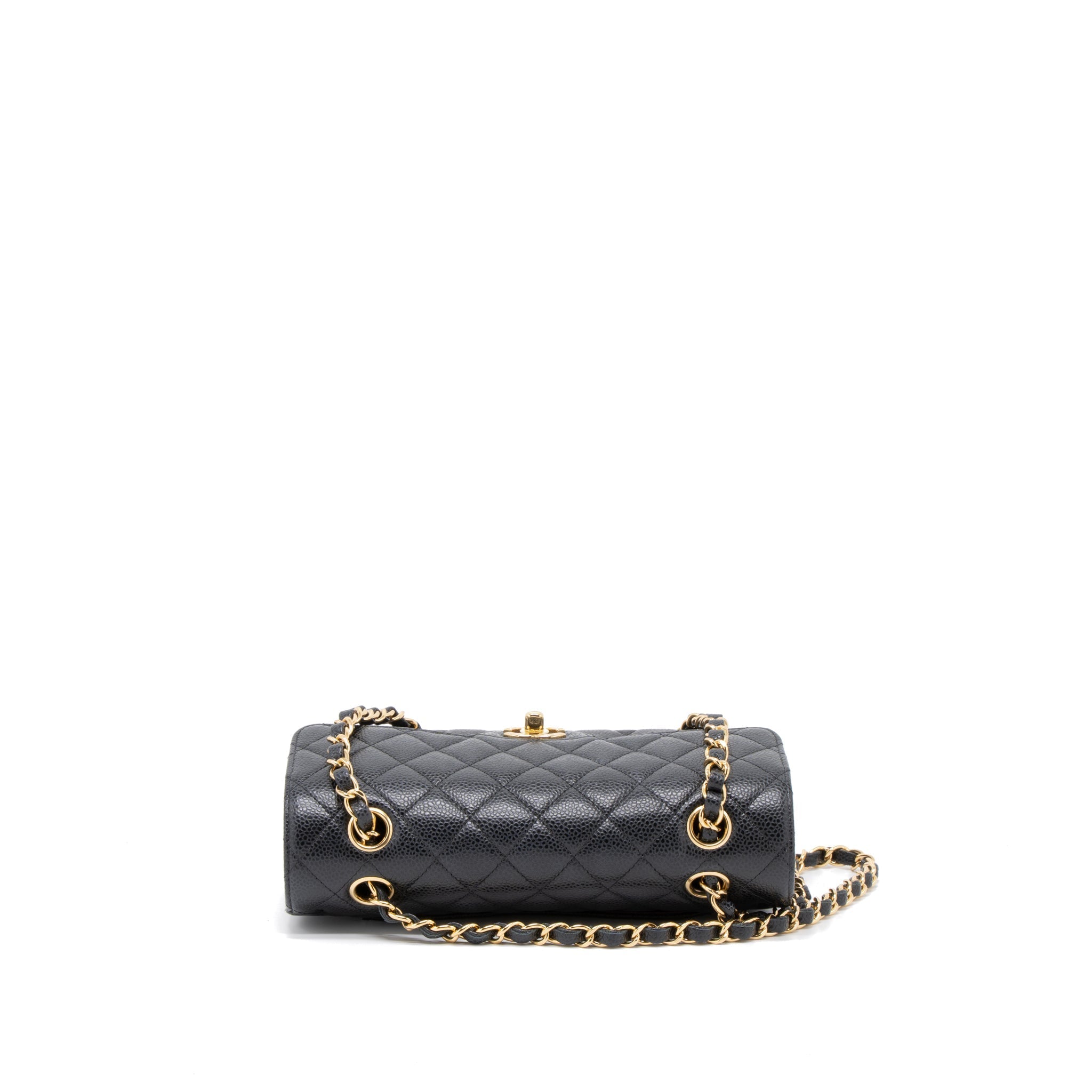 CHANEL SMALL CLASSIC DOUBLE FLAP BAG CAVIAR BLACK GHW (MICROCHIP)