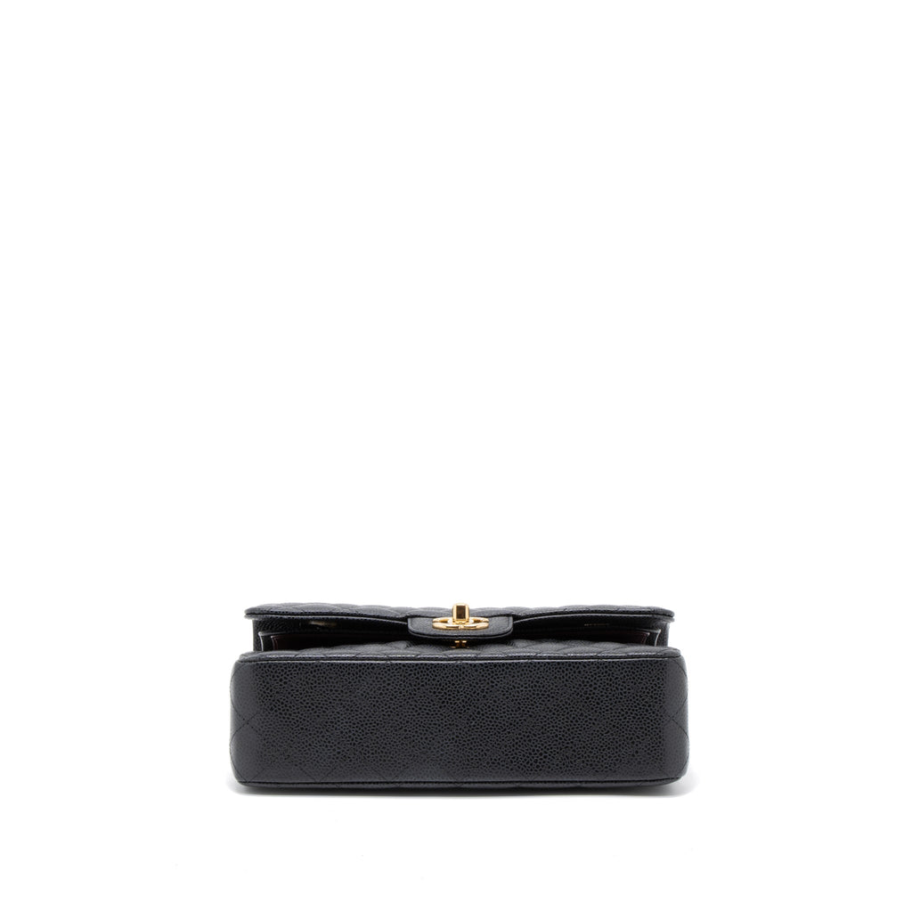 CHANEL SMALL CLASSIC DOUBLE FLAP BAG CAVIAR BLACK GHW (MICROCHIP)