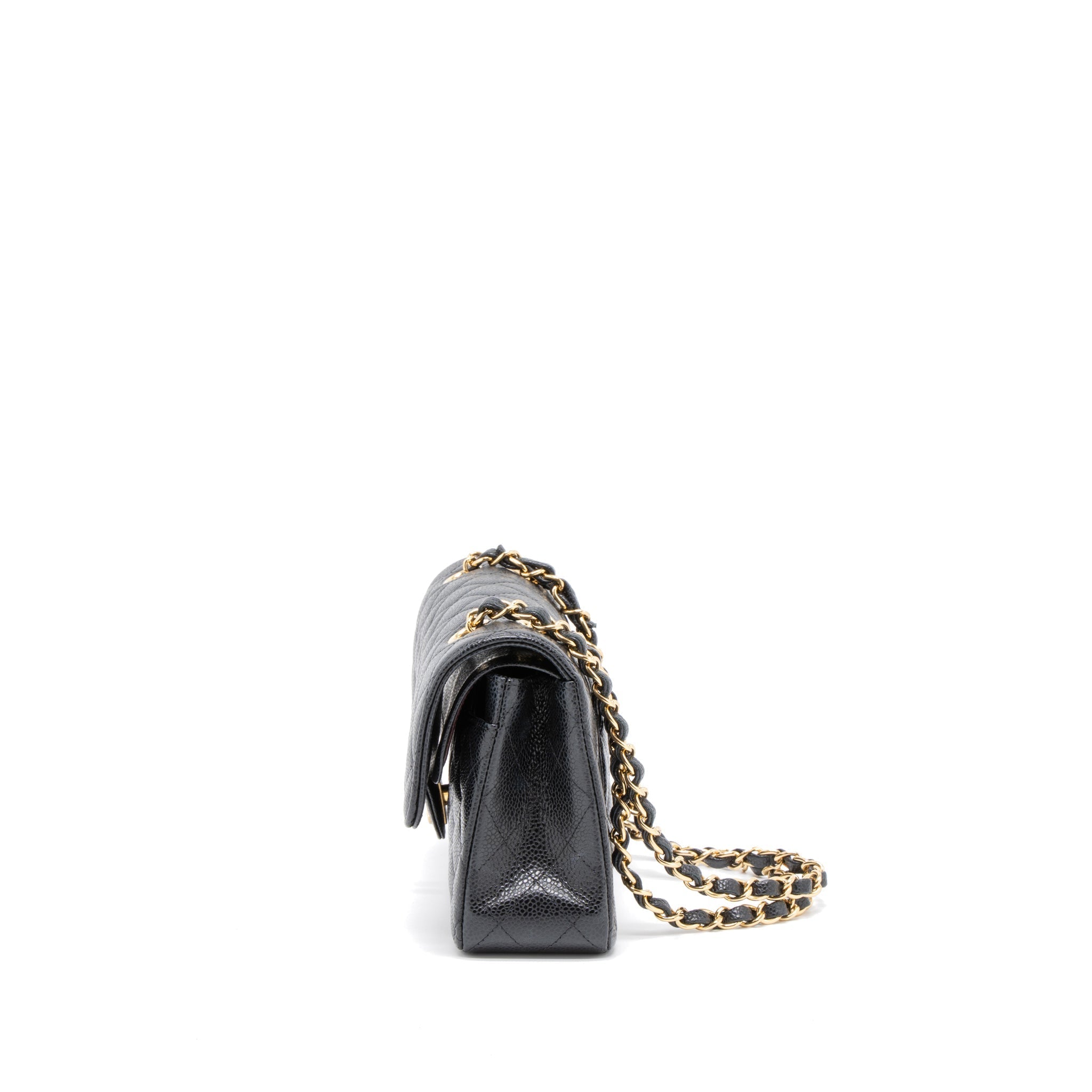 CHANEL SMALL CLASSIC DOUBLE FLAP BAG CAVIAR BLACK GHW (MICROCHIP)