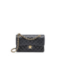 CHANEL SMALL CLASSIC DOUBLE FLAP BAG CAVIAR BLACK GHW (MICROCHIP)