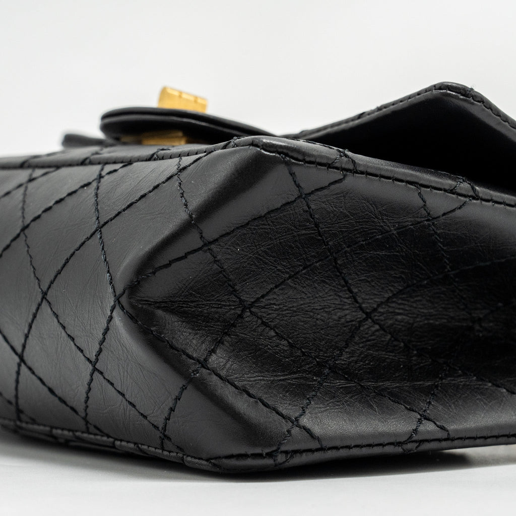 CHANEL MINI 2.55 REISSUE AGED CALFSKIN BLACK GHW (MICROCHIP)