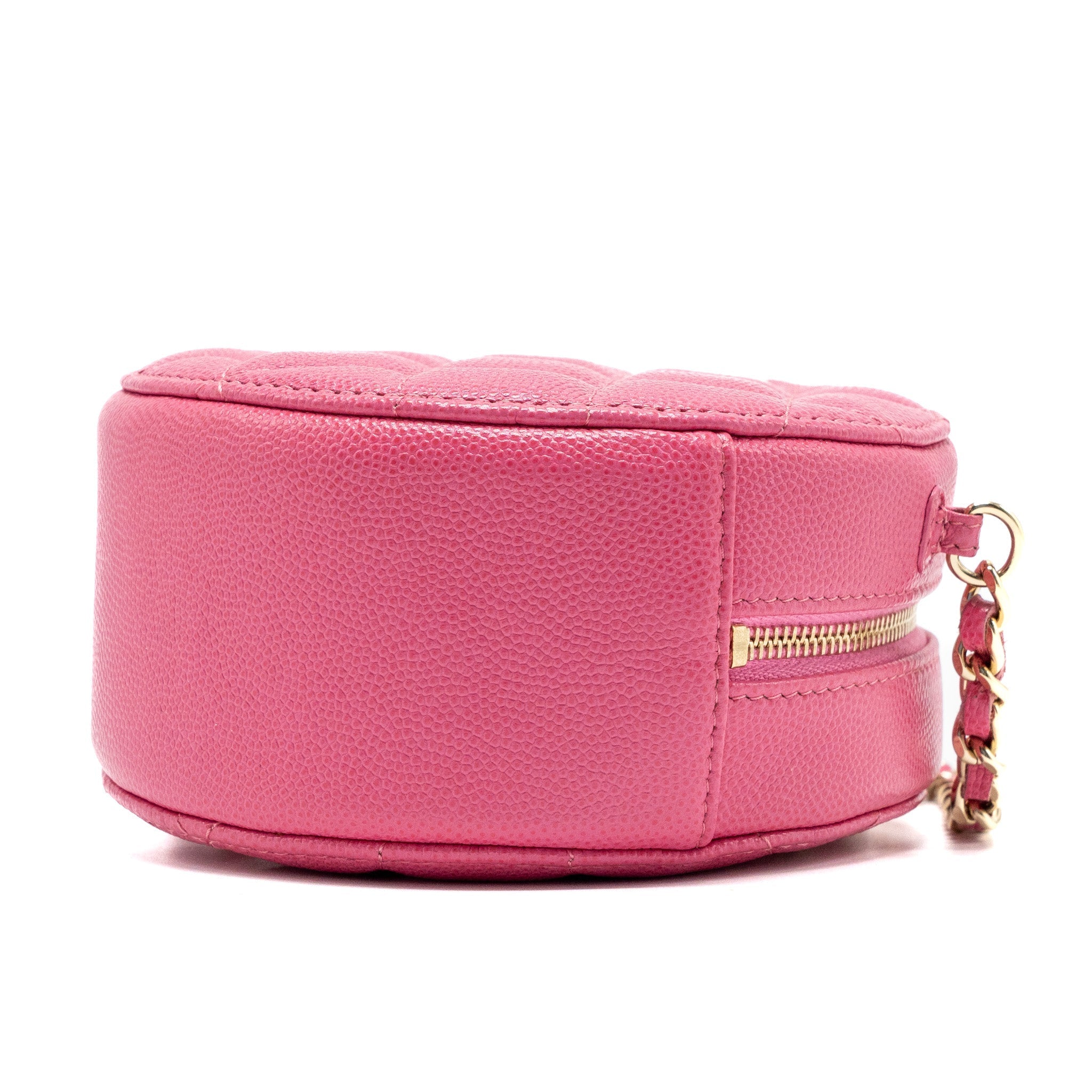 CHANEL ROUND VANITY WITH CHAIN CAVIAR PINK LGHW