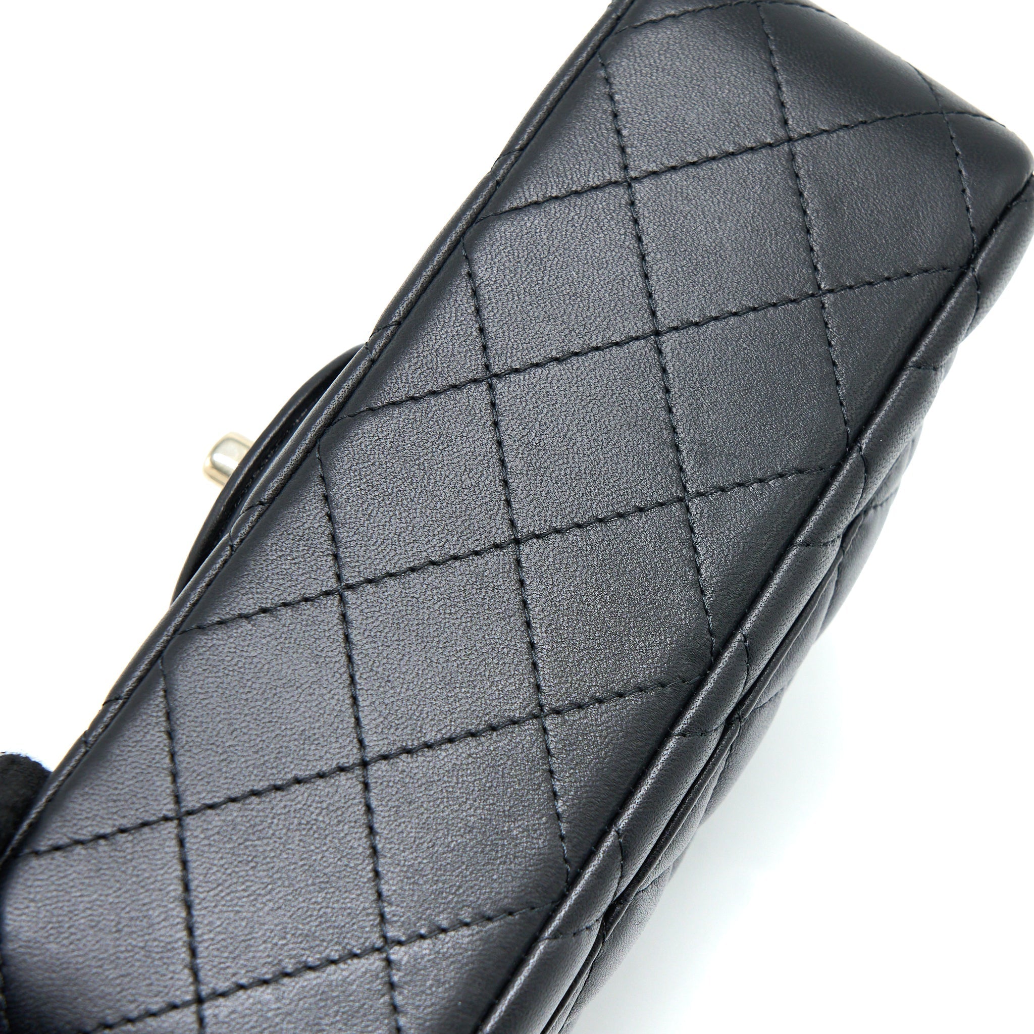 CHANEL TOP HANDLE MINI RECTANGULAR FLAP BAG LAMBSKIN BLACK LGHW (MICROCHIP)