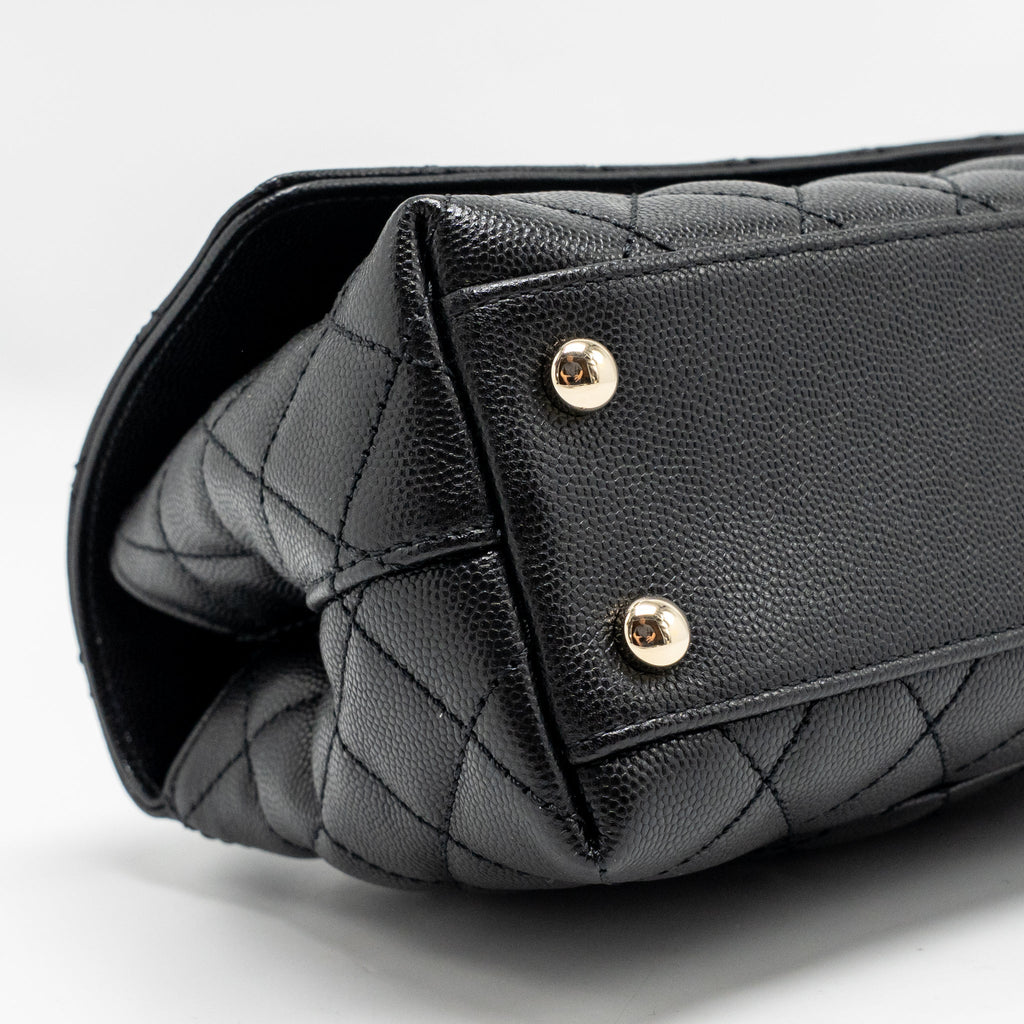 CHANEL SMALL COCO HANDLE CAVIAR BLACK LGHW (MICROCHIP)